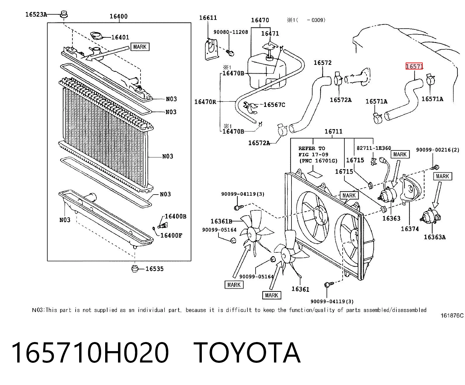 165710H020 Toyota Патрубок системи охолодження