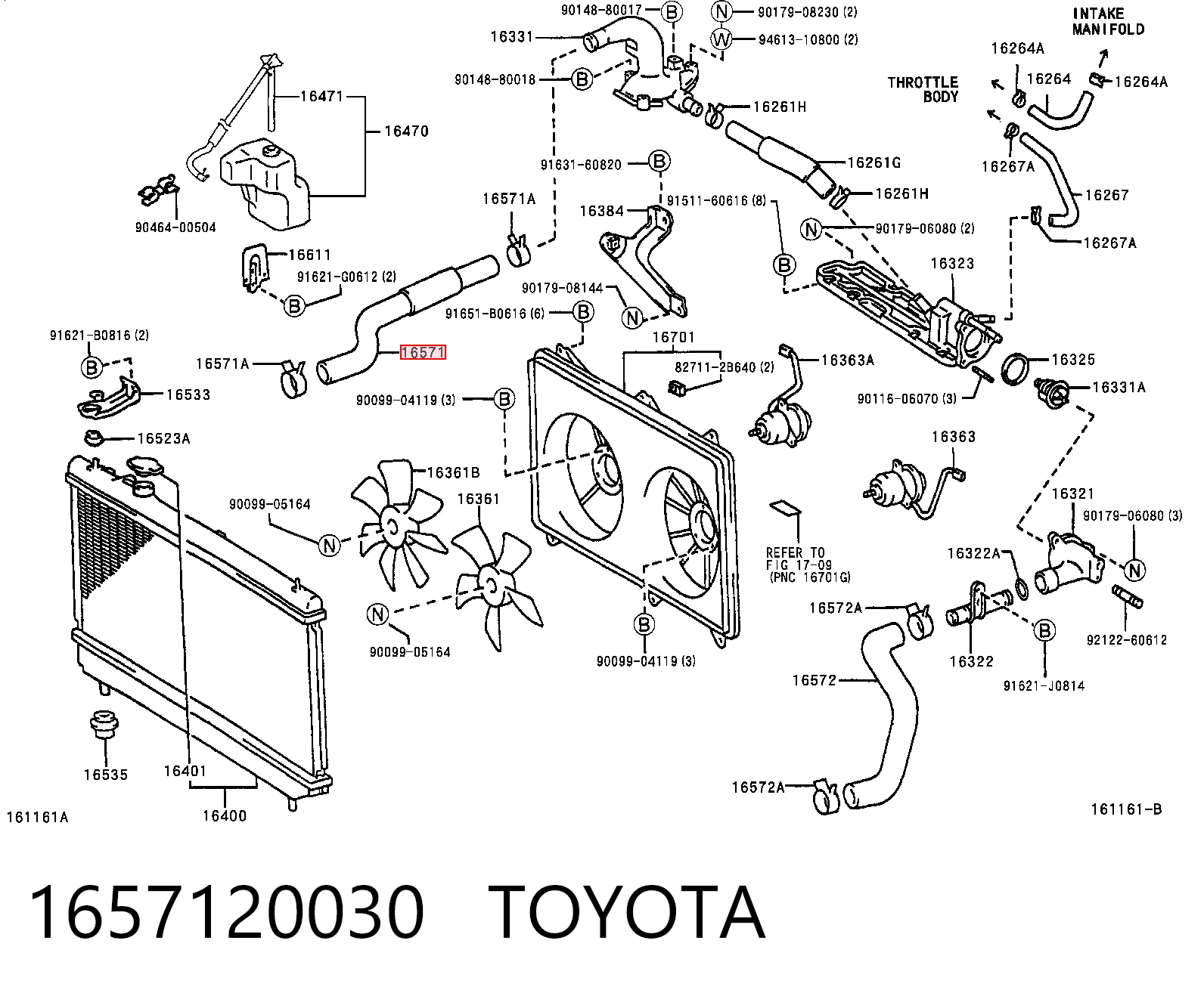 1657120030 Toyota Патрубок системи охолодження