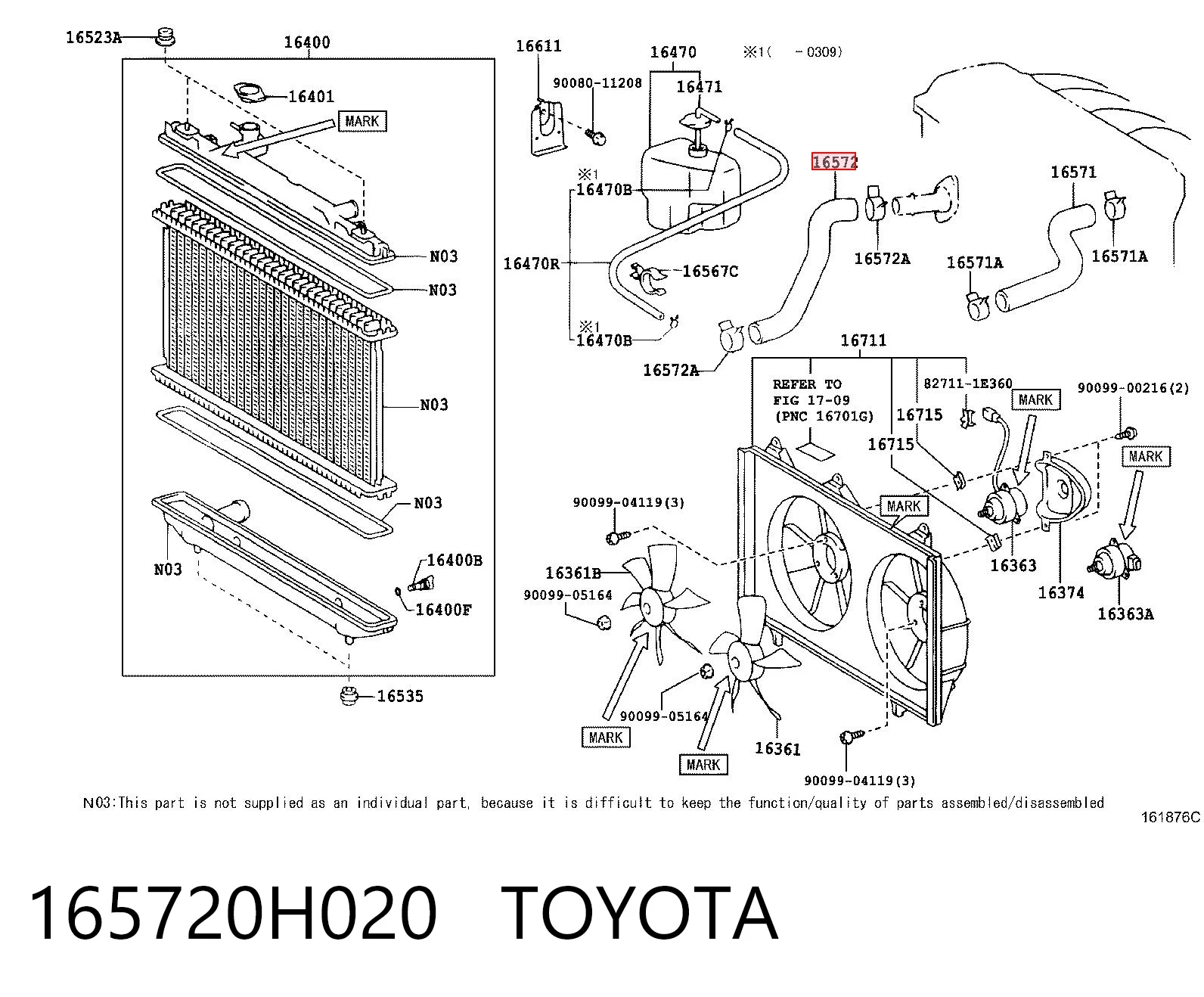 165720H020 Toyota Шланг/патрубок радіатора охолодження, нижній