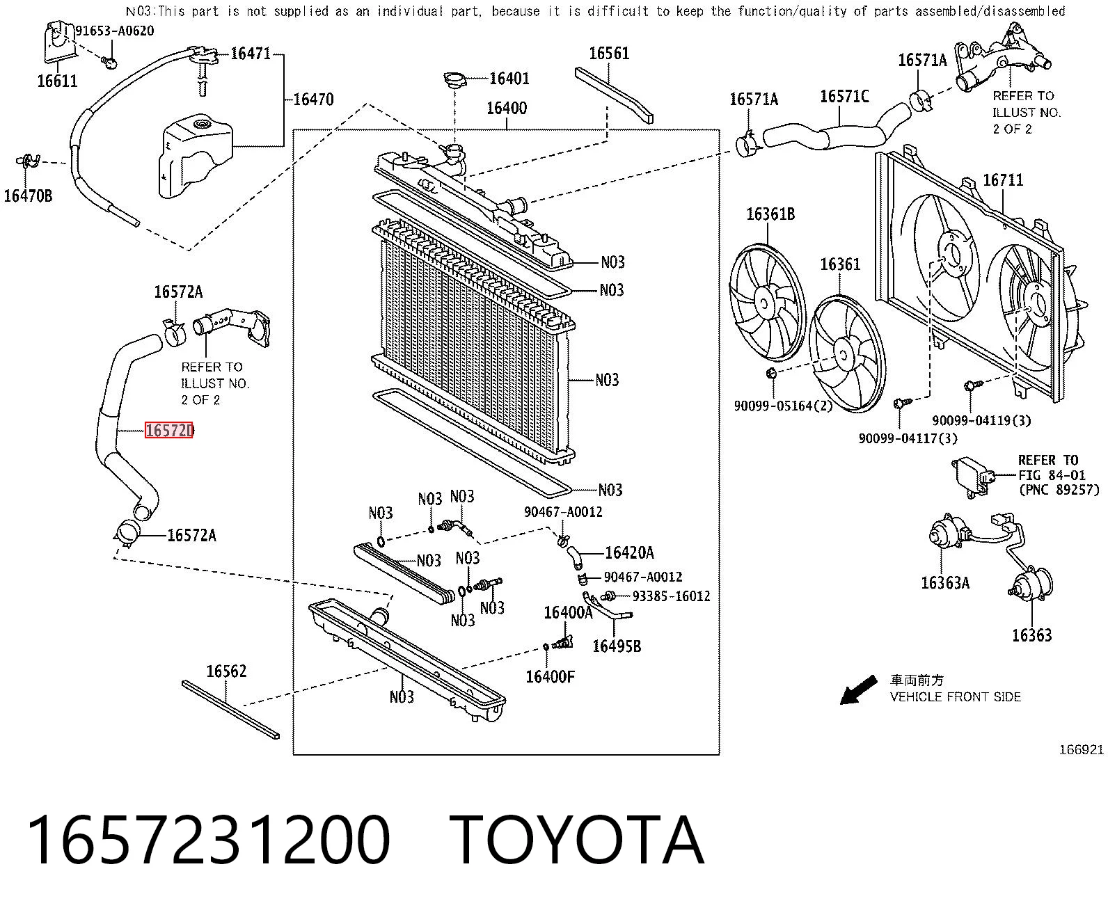 1657231200 Toyota Шланг/патрубок радіатора охолодження, нижній