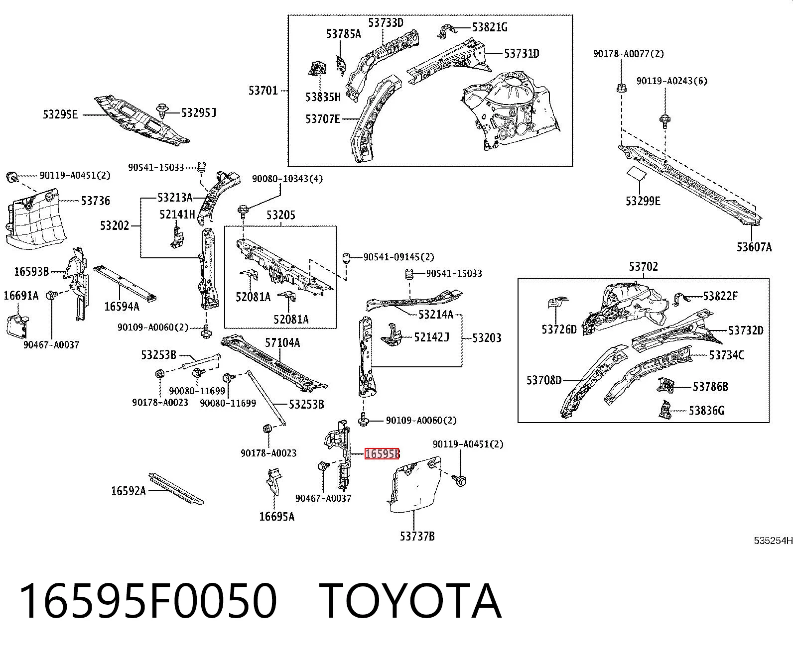 16595F0050 Toyota Повітропровід (дефлектор) радіатора, лівий