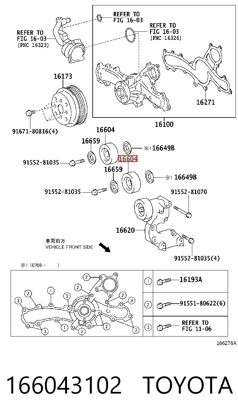 166043102 Toyota Ролик приводного ременя, паразитний