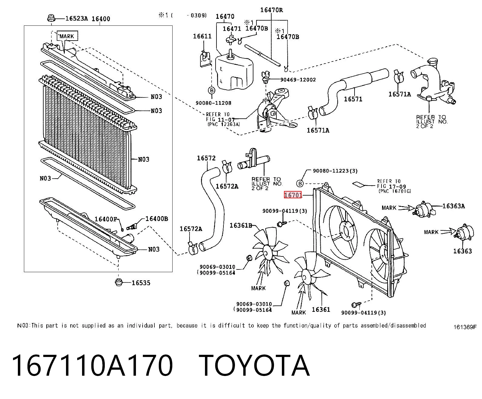 167110A170 Toyota Облицювання рамки радіатора