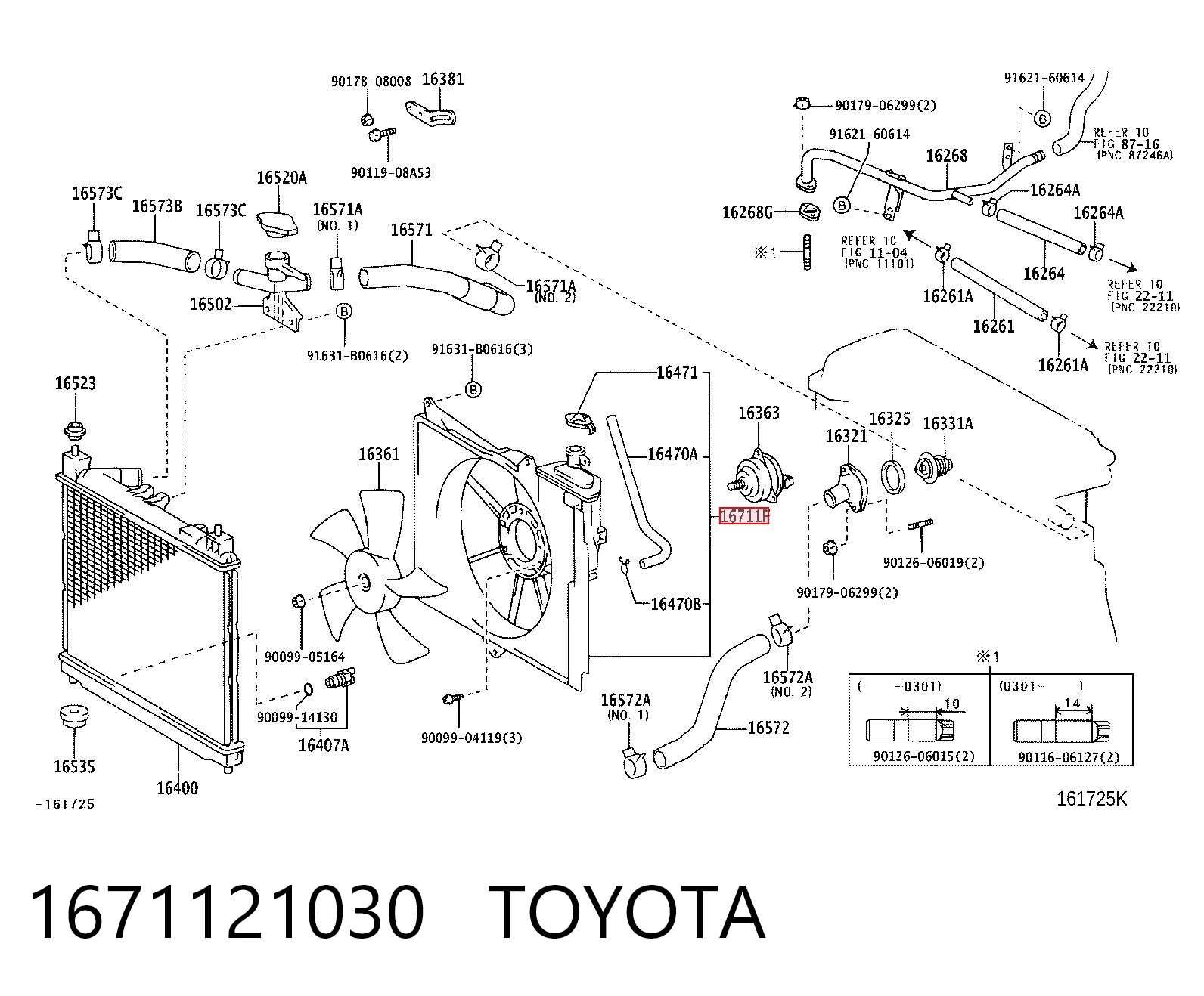 1671121030 Toyota Облицювання рамки радіатора