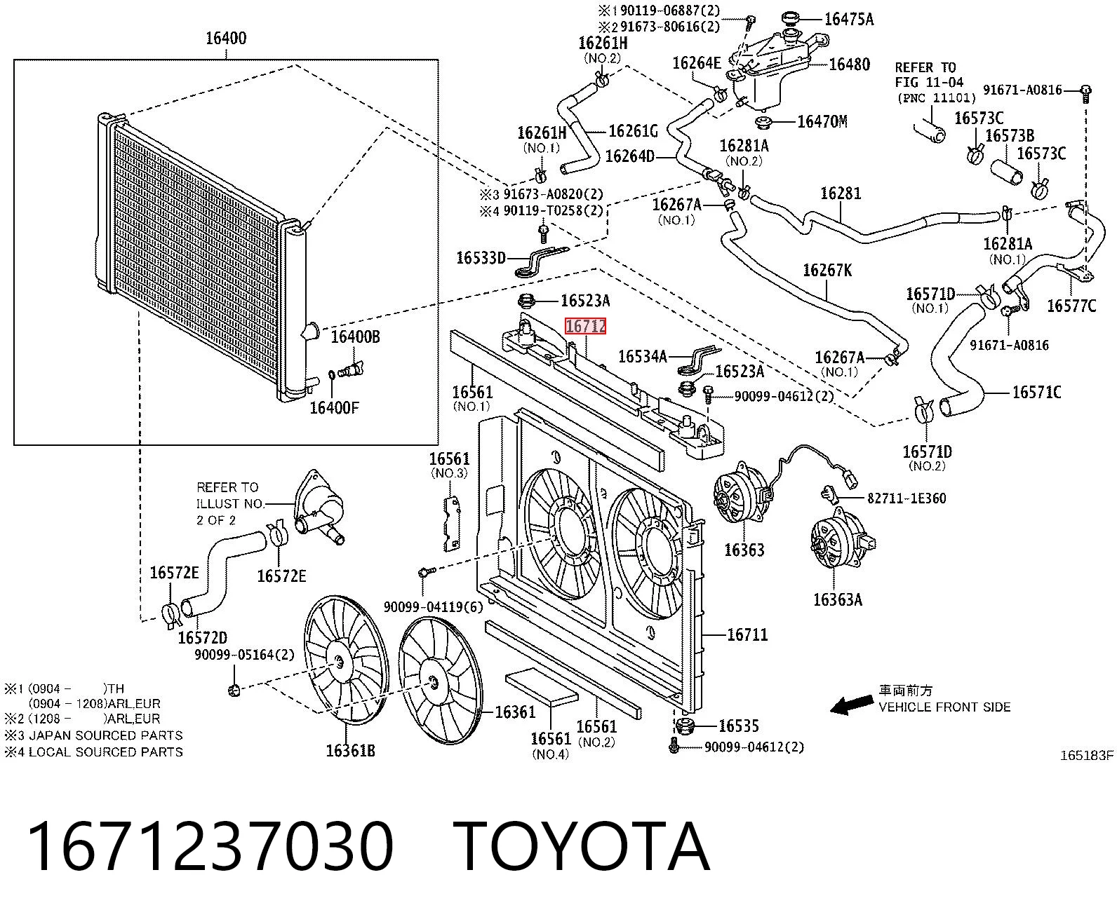 1671237030 Toyota Повітропровід / дефлектор радіатора, верхній