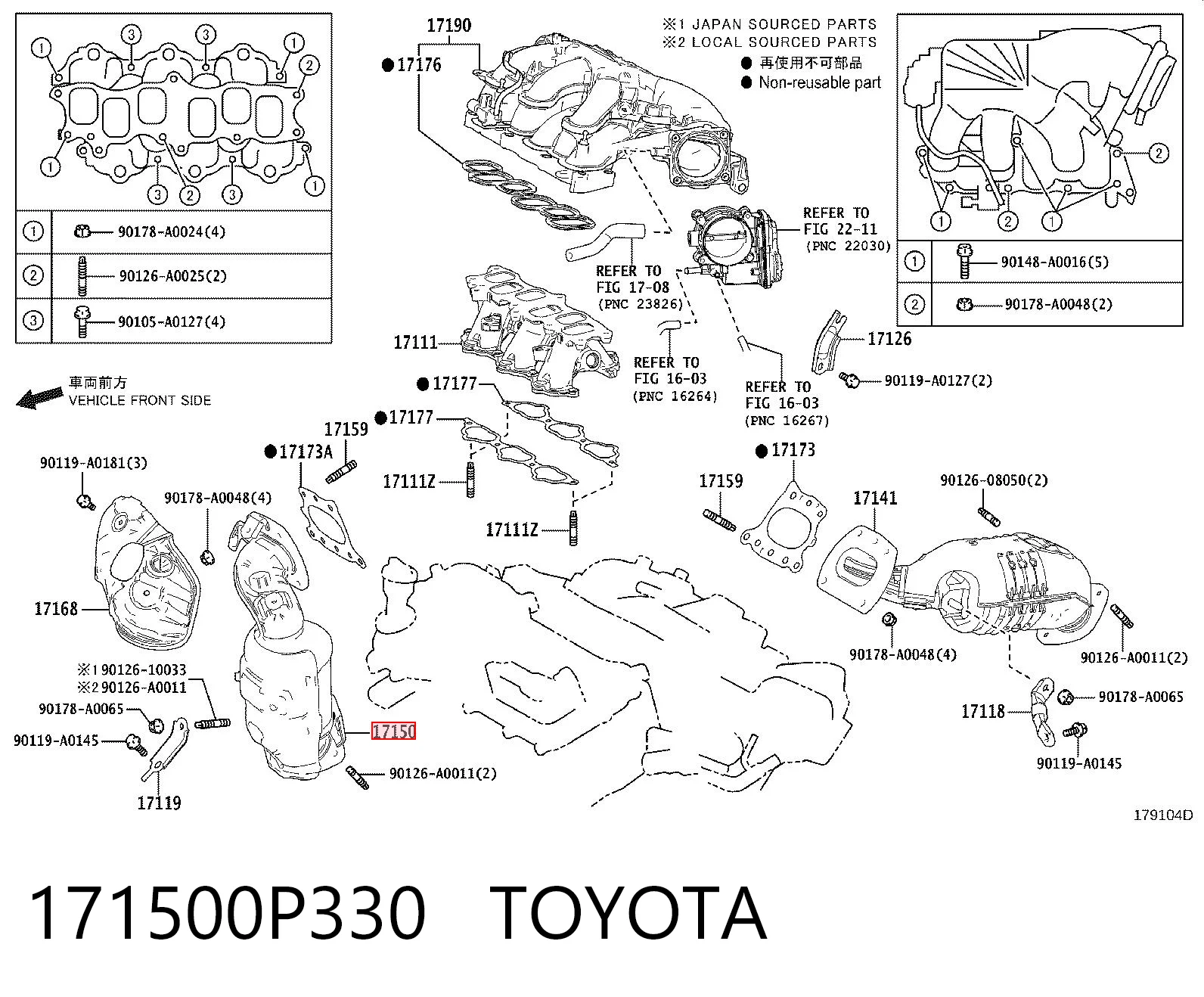 171500P330 Toyota Каталітичний нейтралізатор відпрацьованих газів
