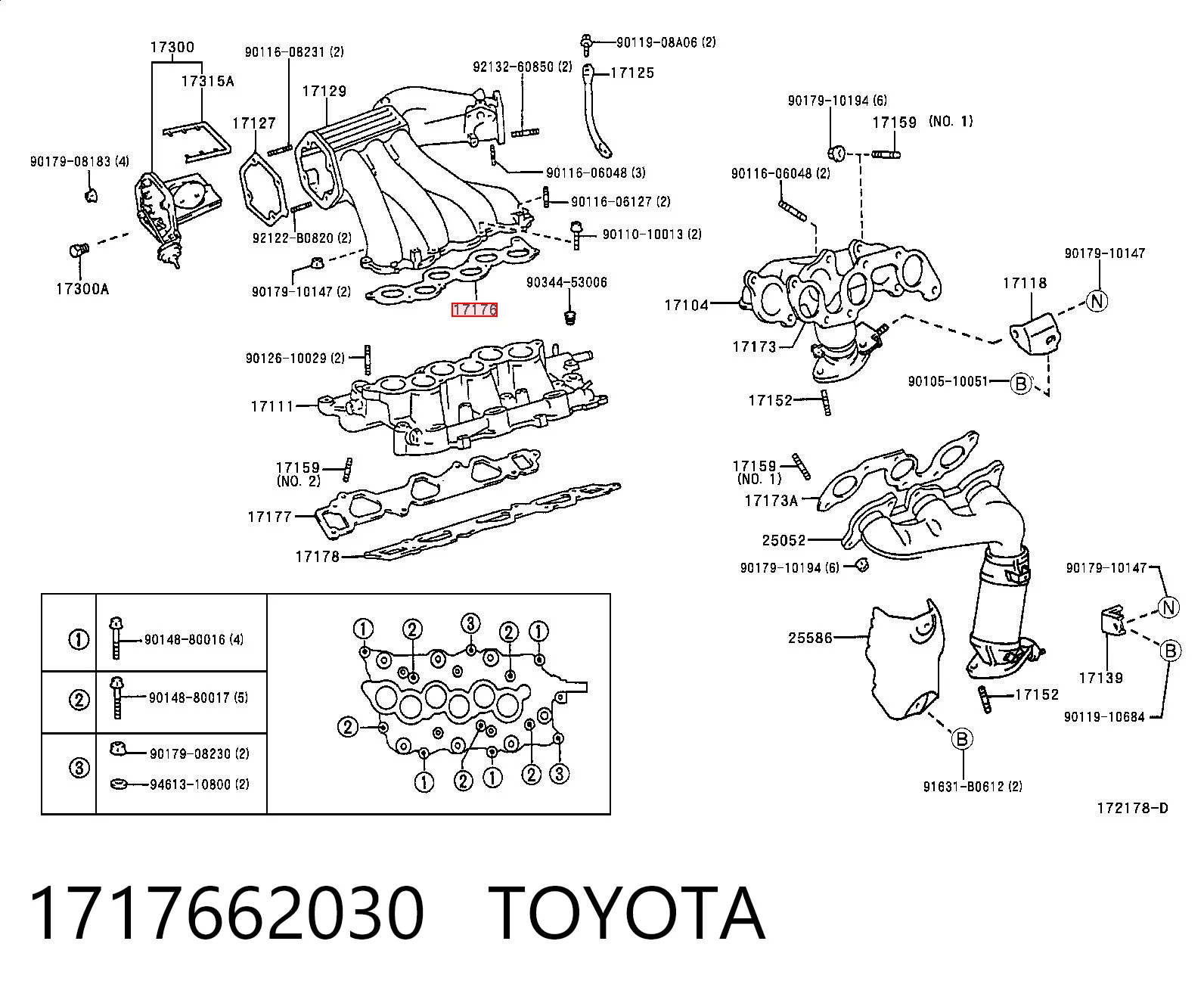 1717662030 Toyota Прокладка впускного колектора, верхня