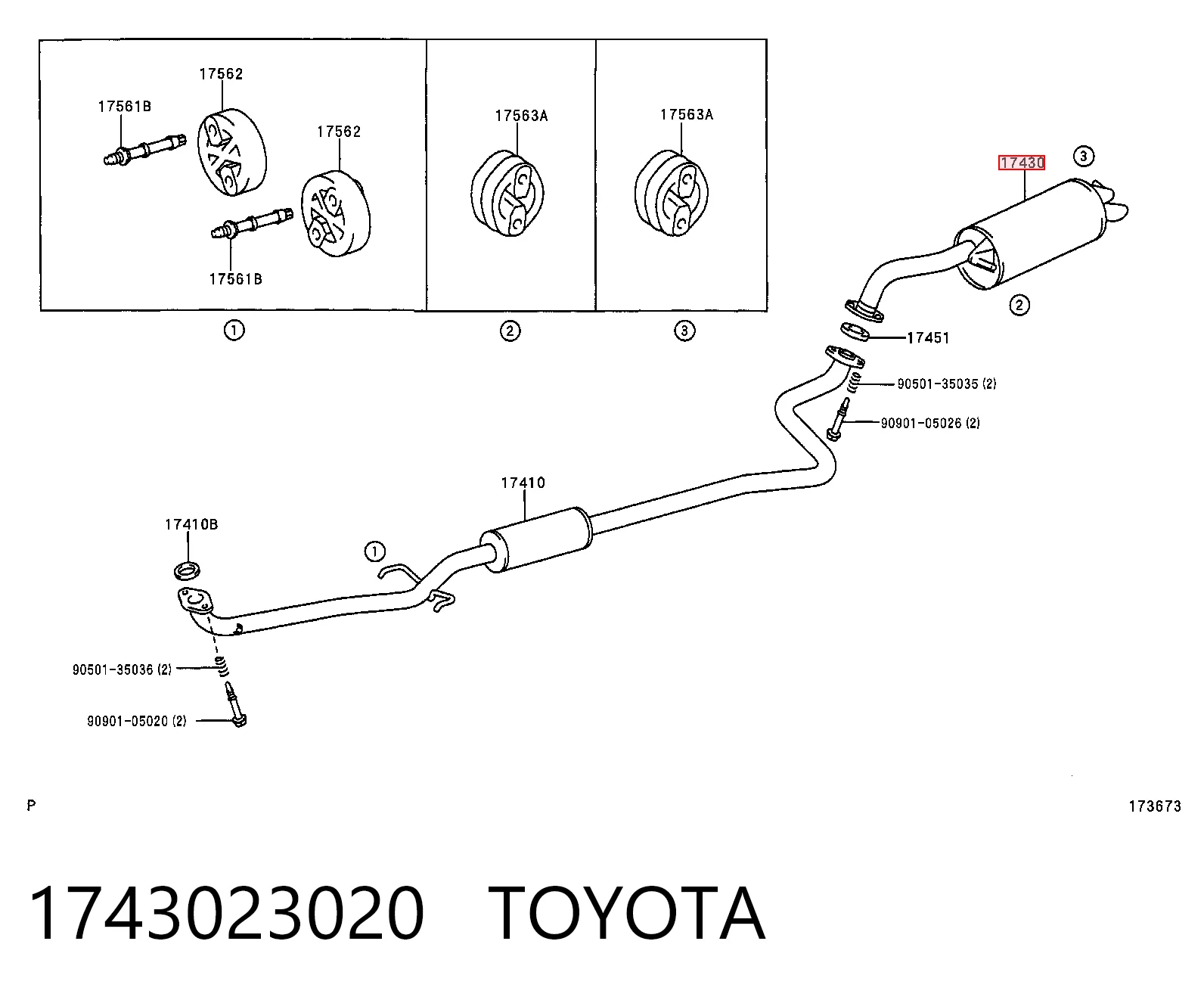 1743023020 Toyota Глушник, задня частина