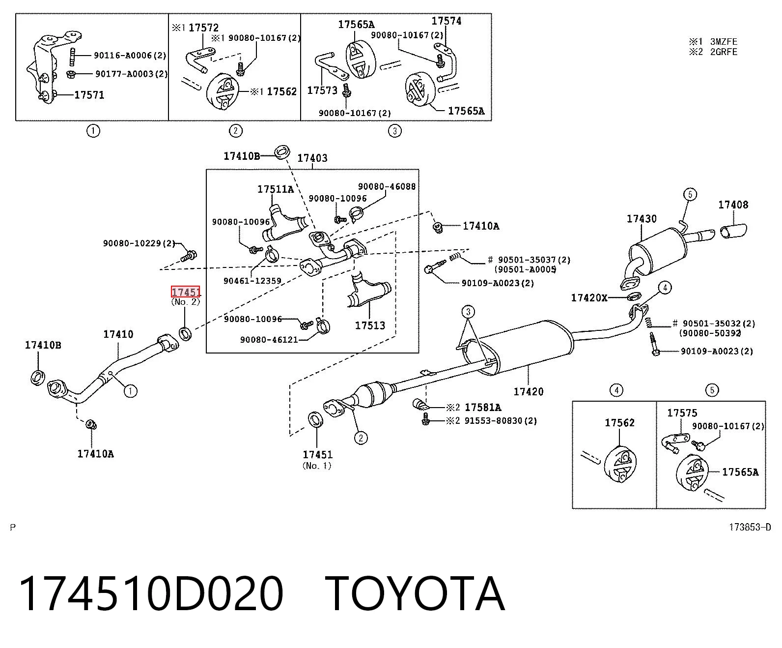 174510D020 Toyota Кільце приймальної труби глушника