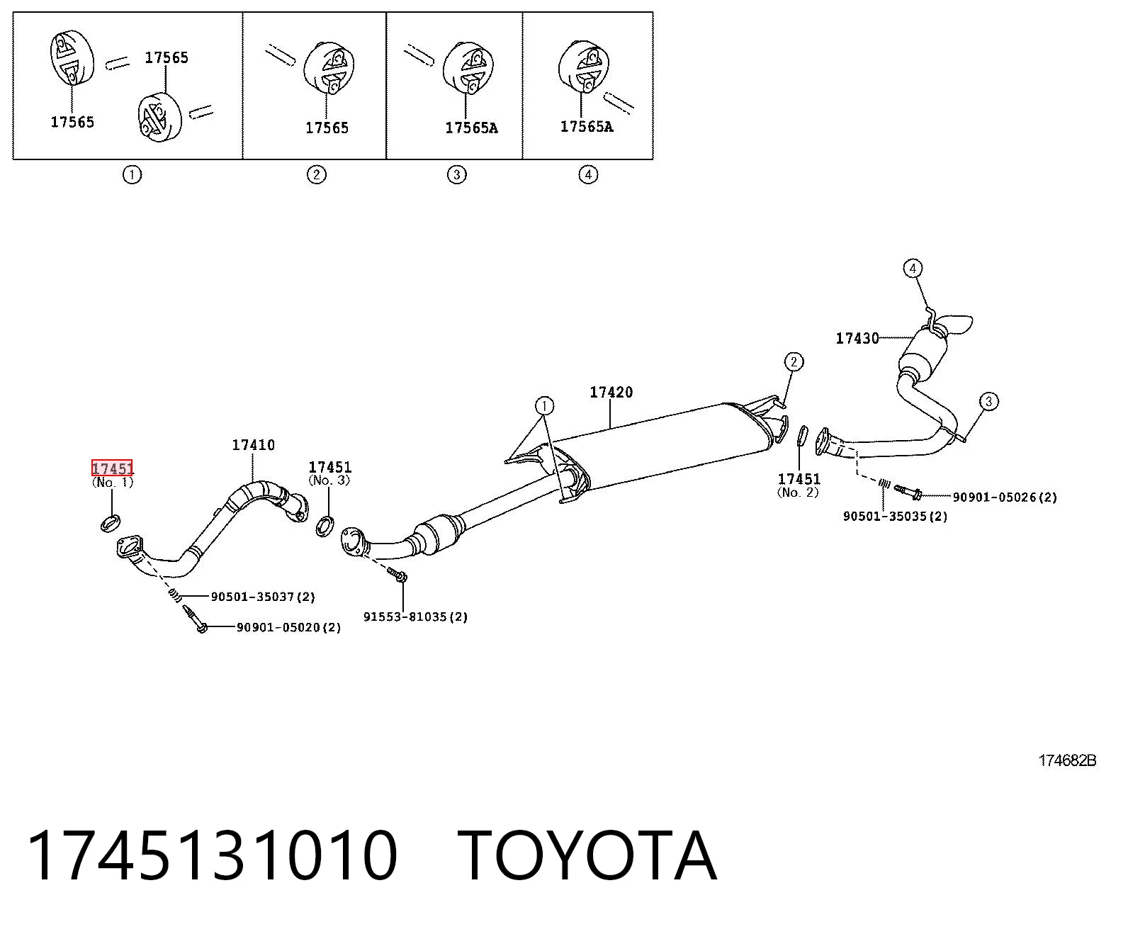 1745131010 Toyota Прокладка монтажна, глушника