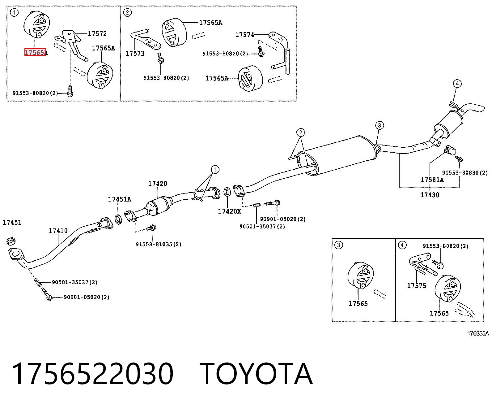1756522030 Toyota Кронштейн кріплення глушника