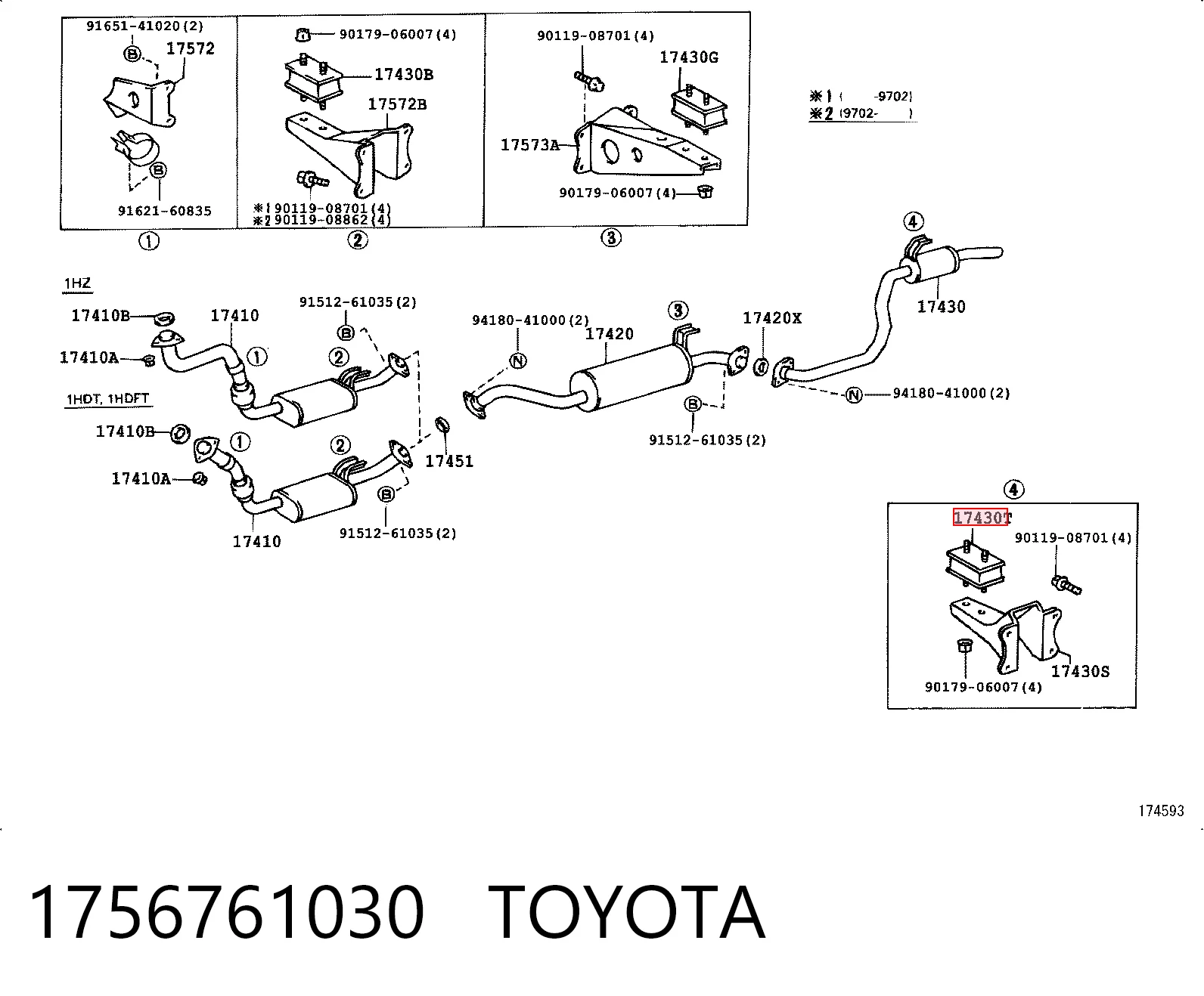 1756761030 Toyota Кронштейн кріплення глушника
