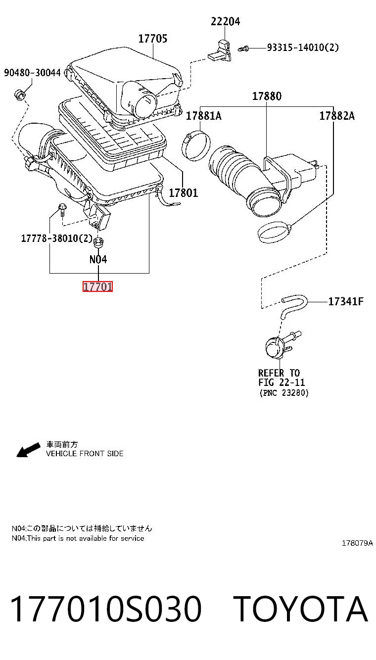 177010S030 Toyota Корпус повітряного фільтра, нижня частина