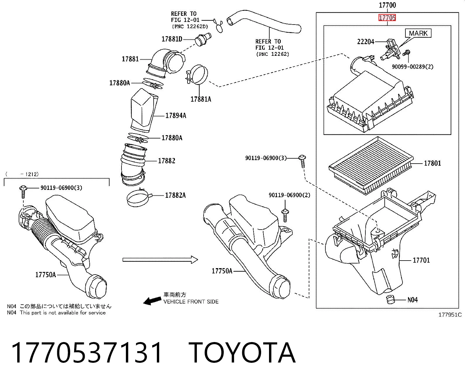 1770537131 Toyota Корпус повітряного фільтра, верхня частина