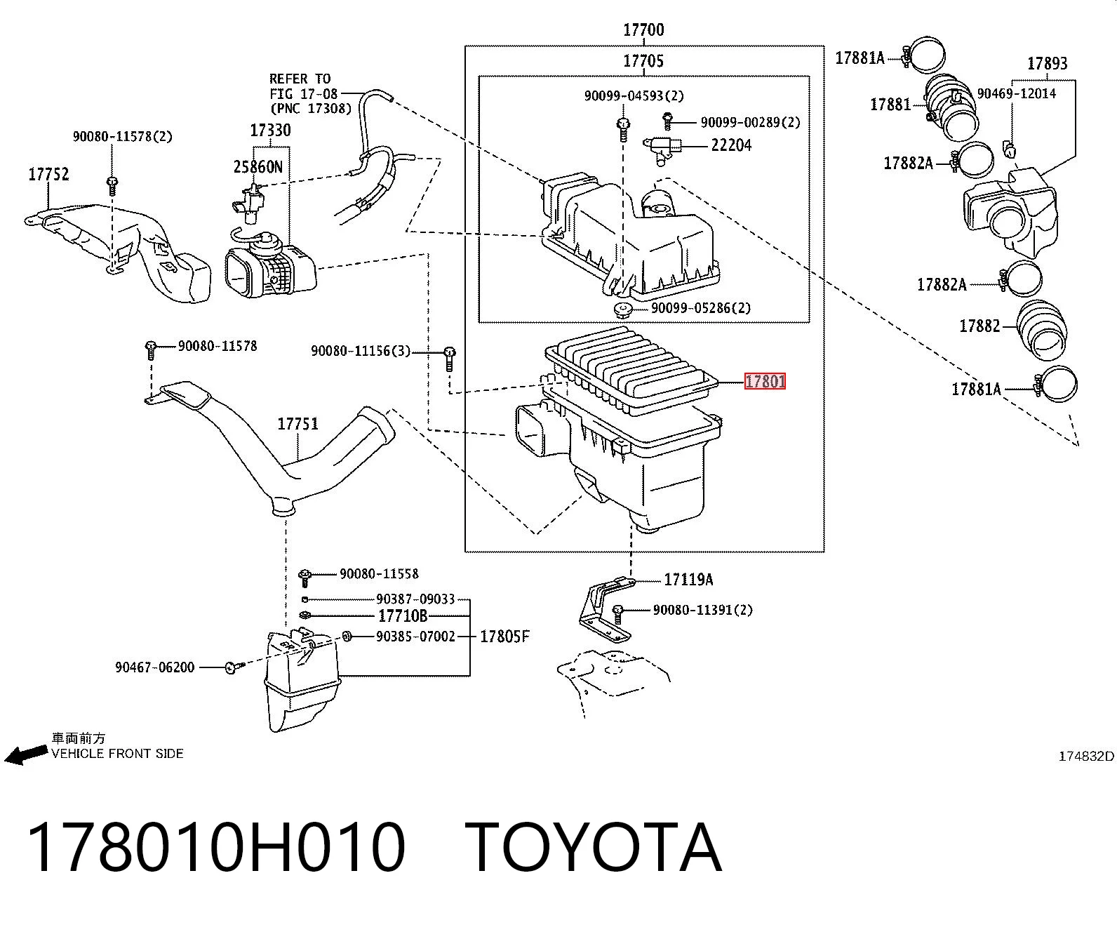 178010H010 Toyota Повітряний фільтр двигуна