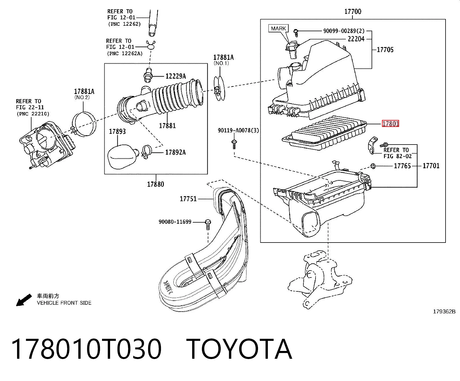 178010T030 Toyota Повітряний фільтр двигуна