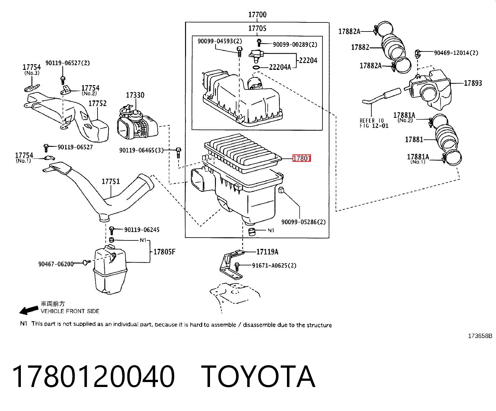 1780120040 Toyota Повітряний фільтр двигуна