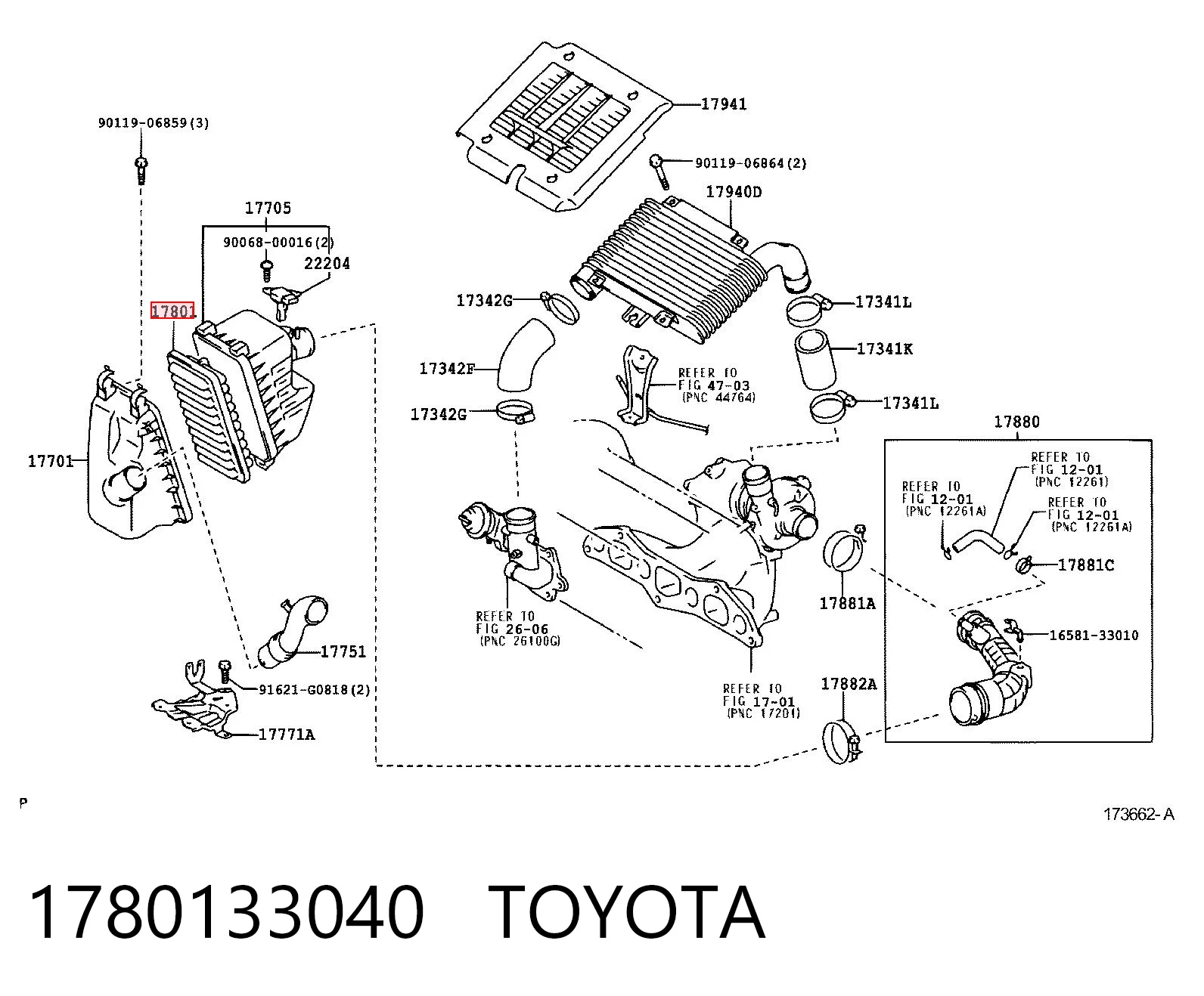 1780133040 Toyota Повітряний фільтр двигуна