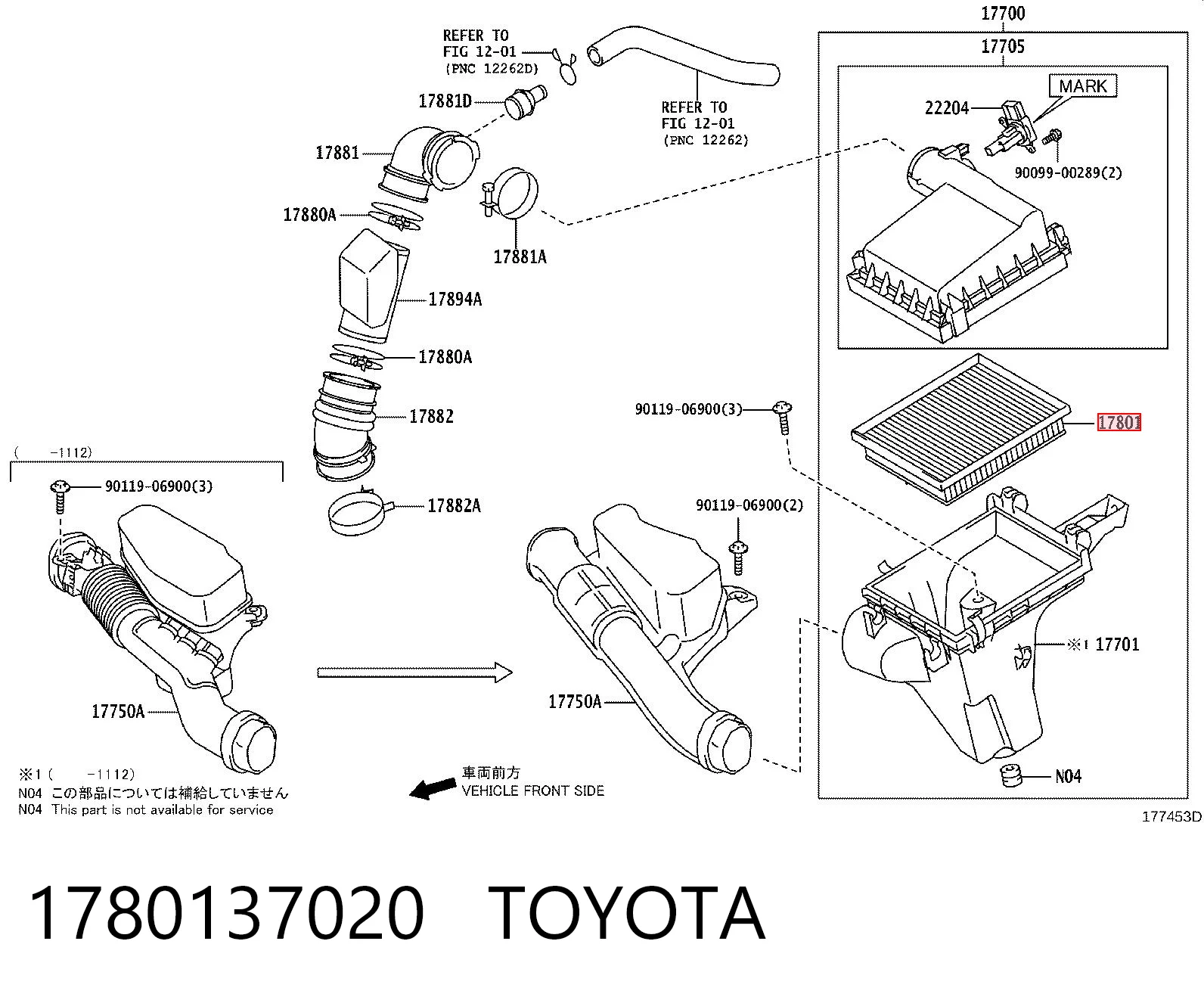 1780137020 Toyota Повітряний фільтр двигуна