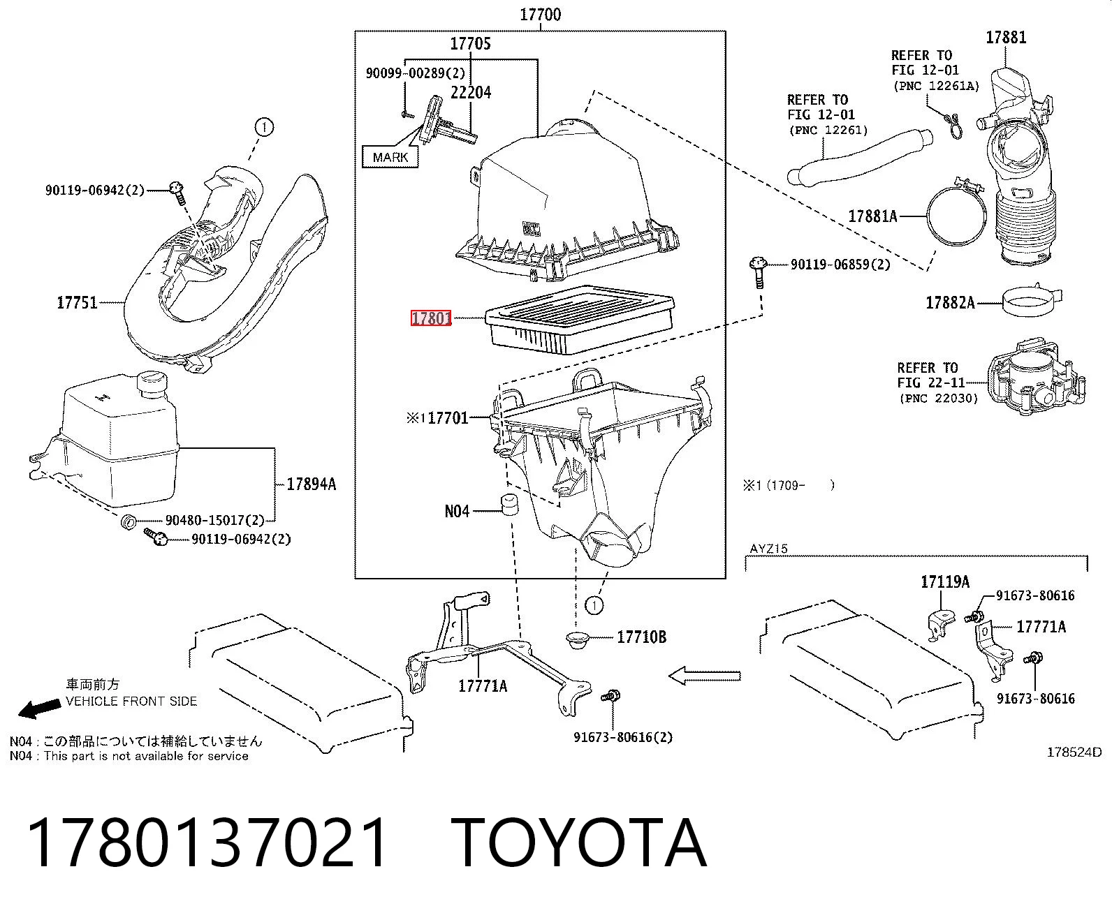 1780137021 Toyota Повітряний фільтр двигуна