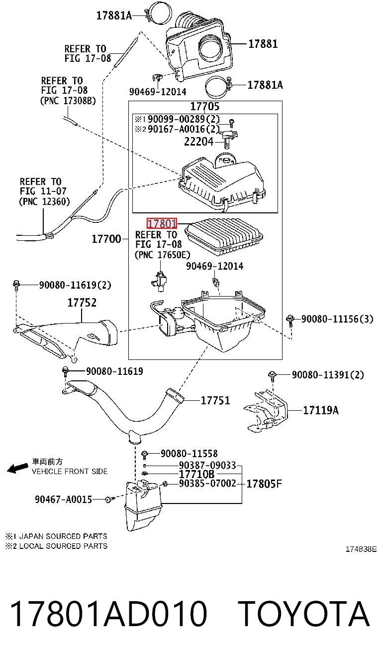 17801AD010 Toyota Повітряний фільтр двигуна