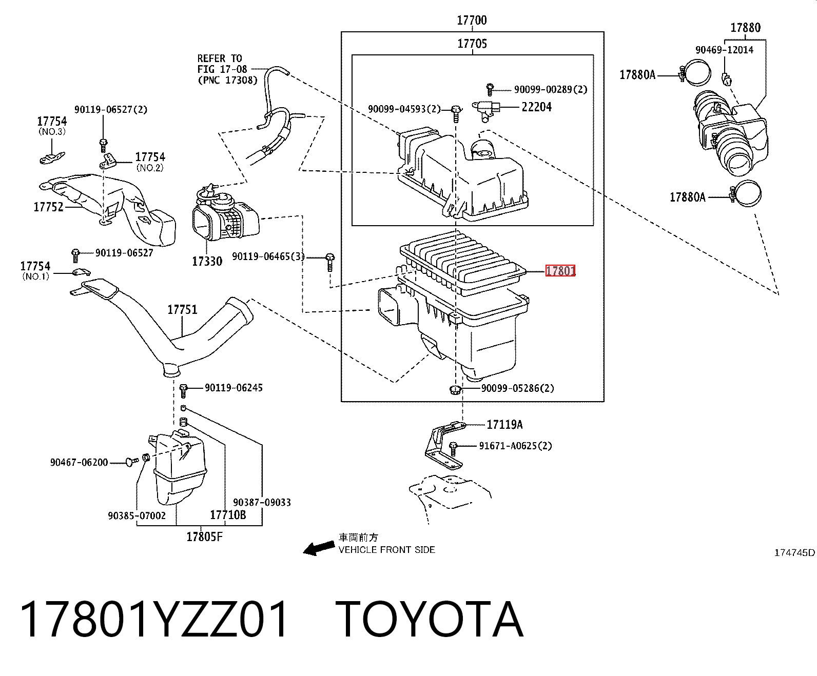 17801YZZ01 Toyota Повітряний фільтр двигуна