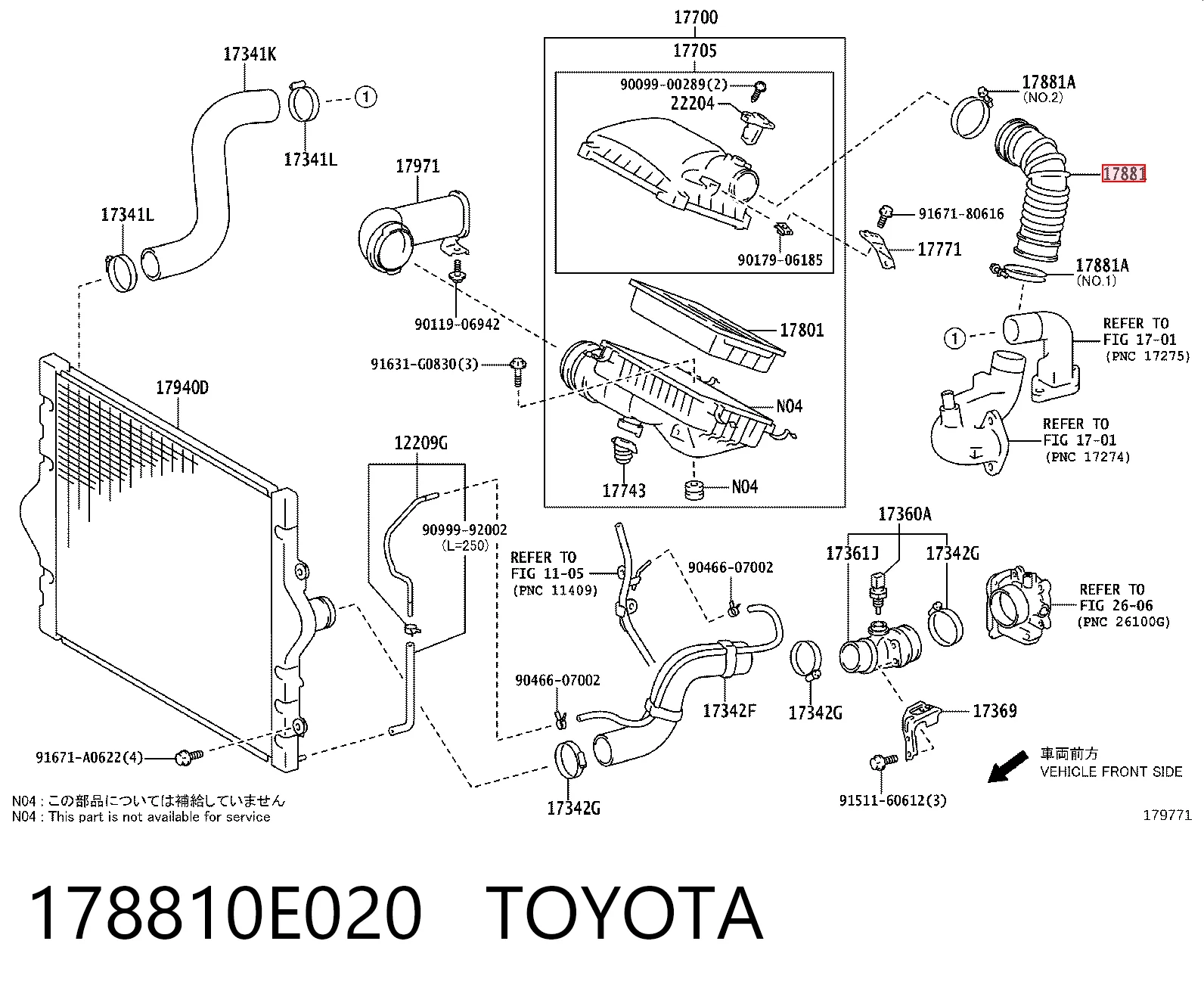 178810E020 Toyota Патрубок повітряний, вихід повітряного фільтра