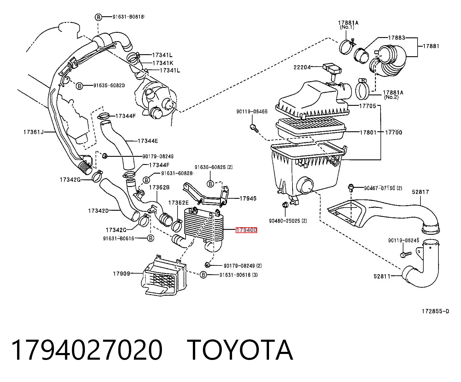 Радіатор интеркуллера Toyota Previa ACR3