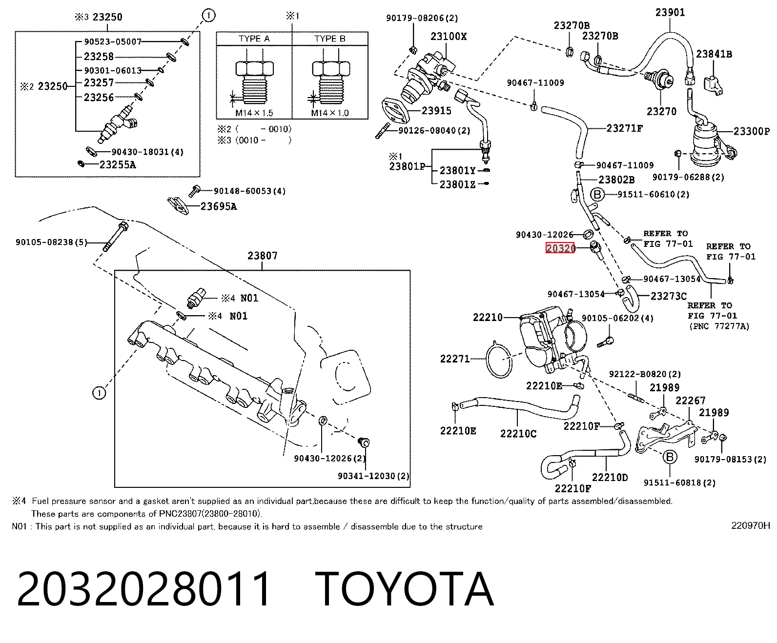 2032028011 Toyota Зворотній клапан повернення палива
