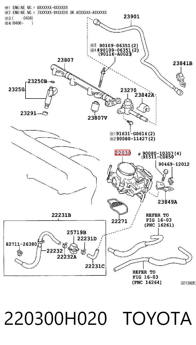 220300H020 Toyota Дросільна заслінка в зборі