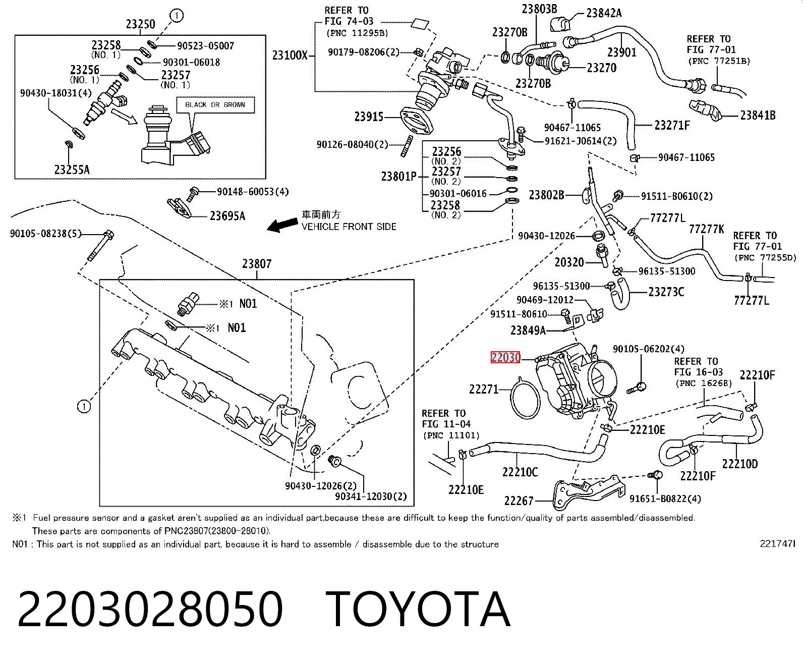2203028050 Toyota Дросільна заслінка в зборі