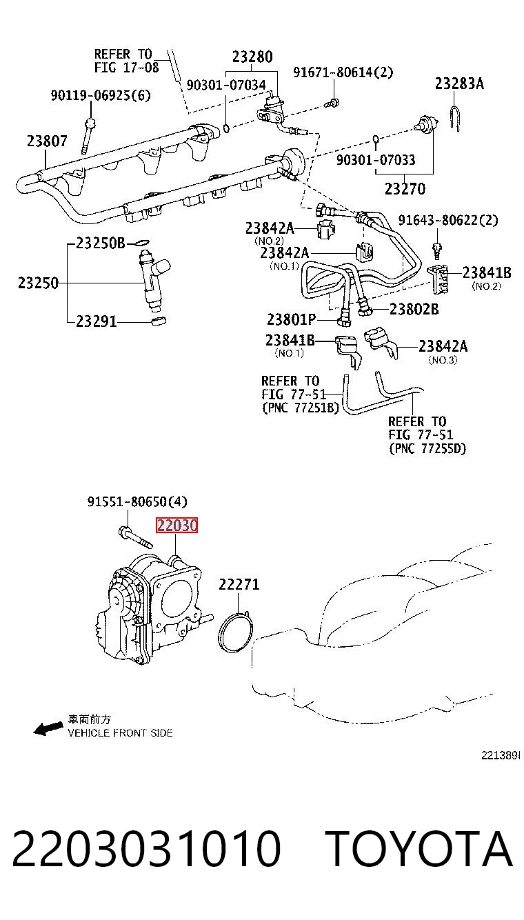 2203031010 Toyota Дросільна заслінка в зборі