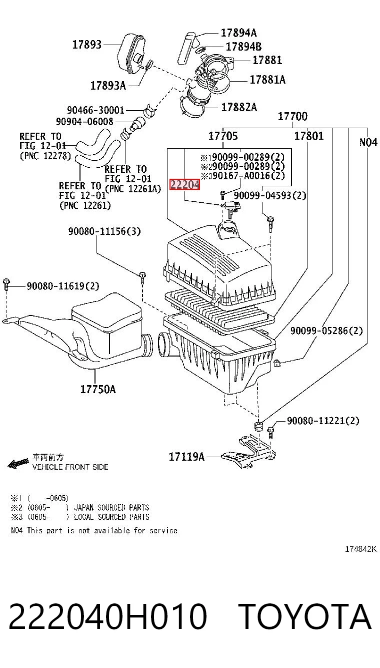 222040H010 Toyota Датчик витрати повітря