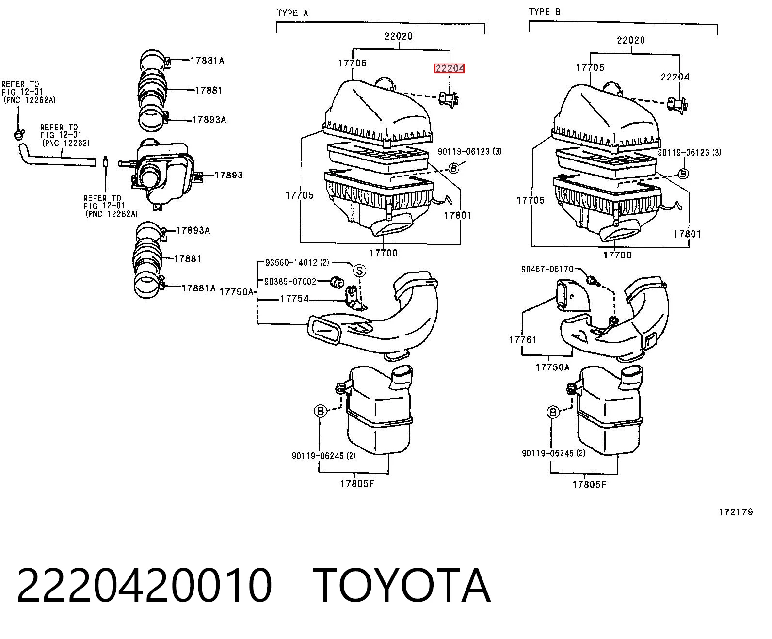 2220420010 Toyota Датчик витрати повітря