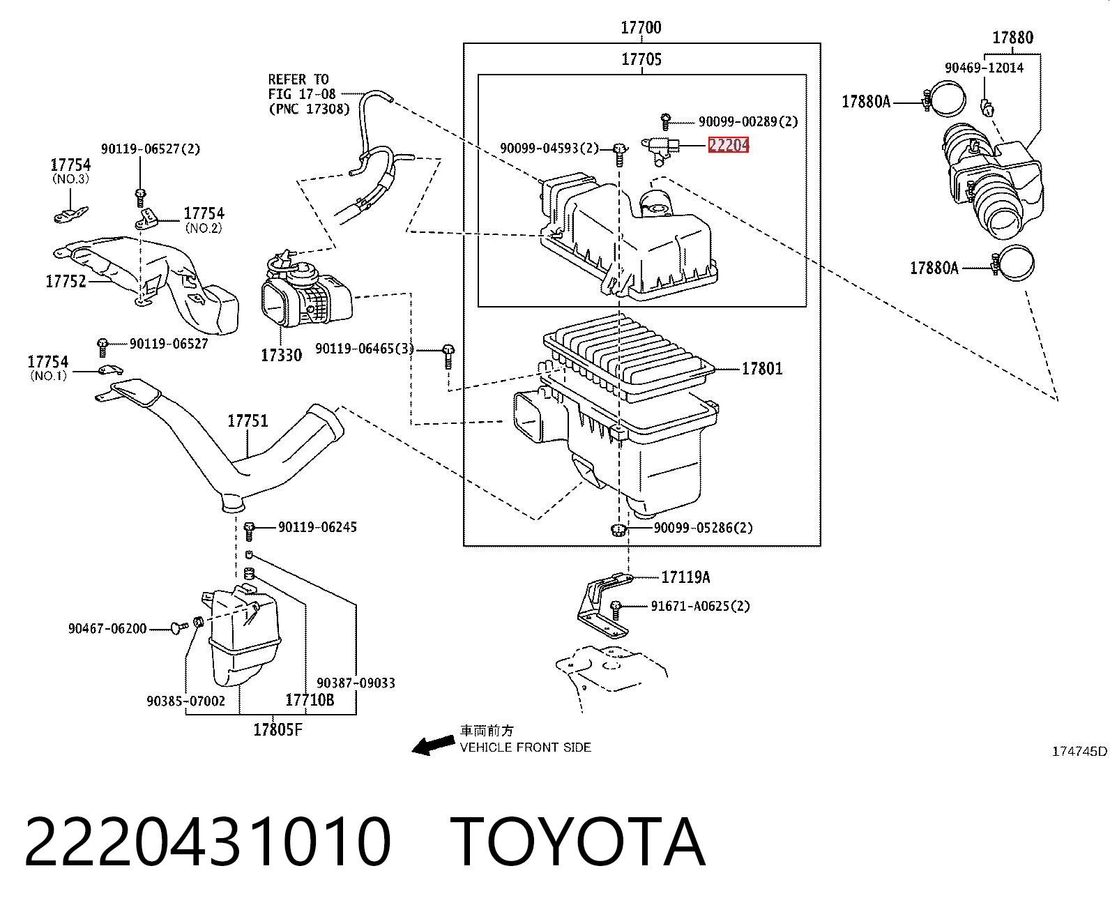 2220431010 Toyota Датчик витрати повітря