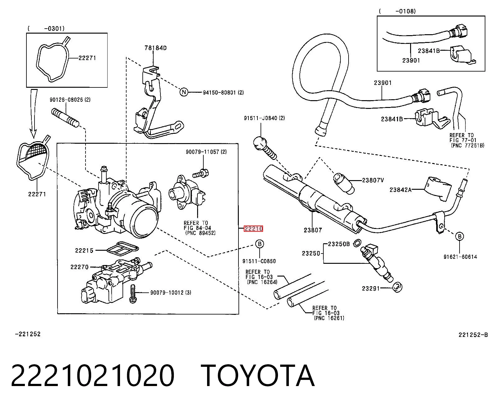 2221021020 Toyota Дросільна заслінка в зборі