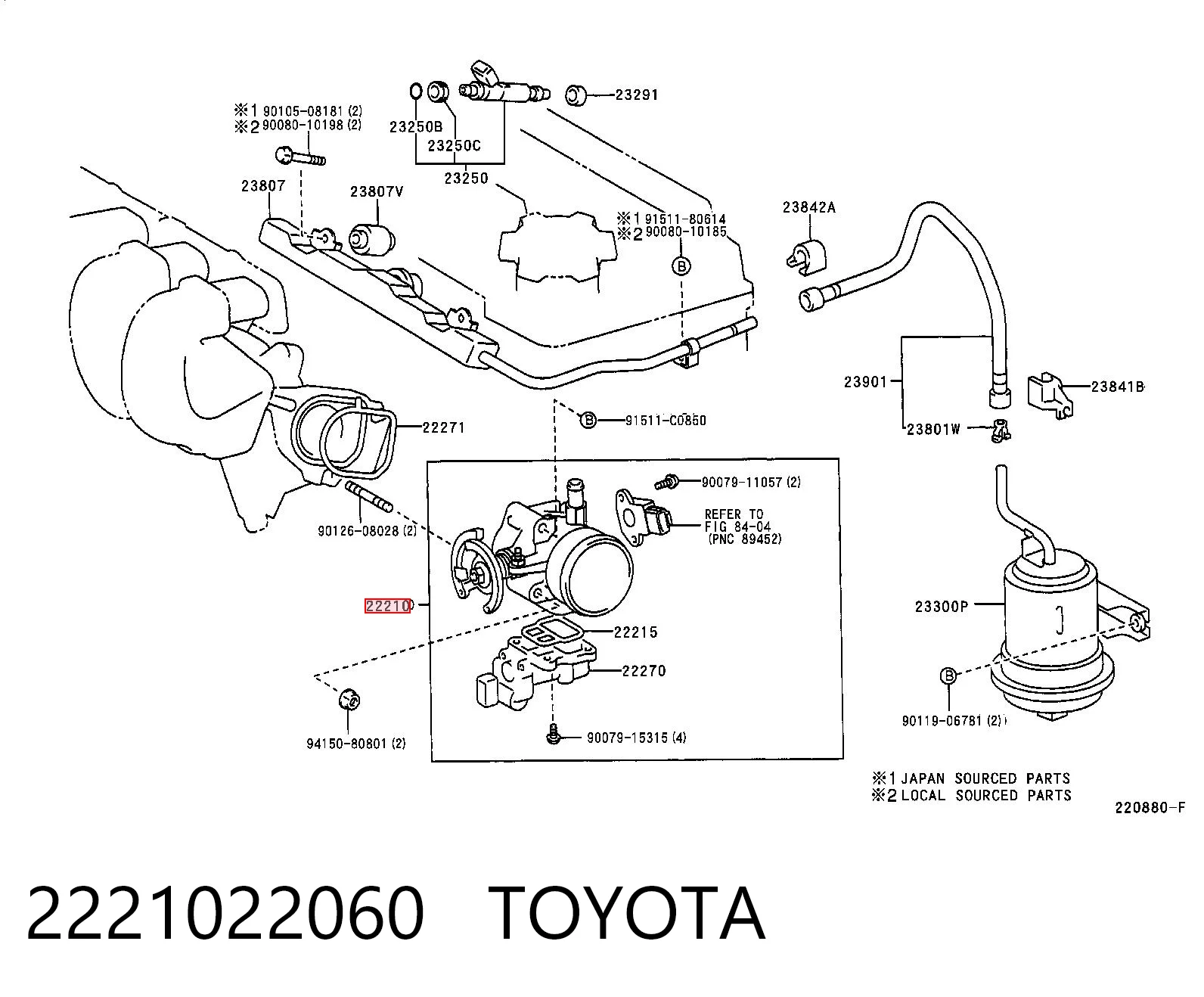 2221022060 Toyota Дросільна заслінка в зборі