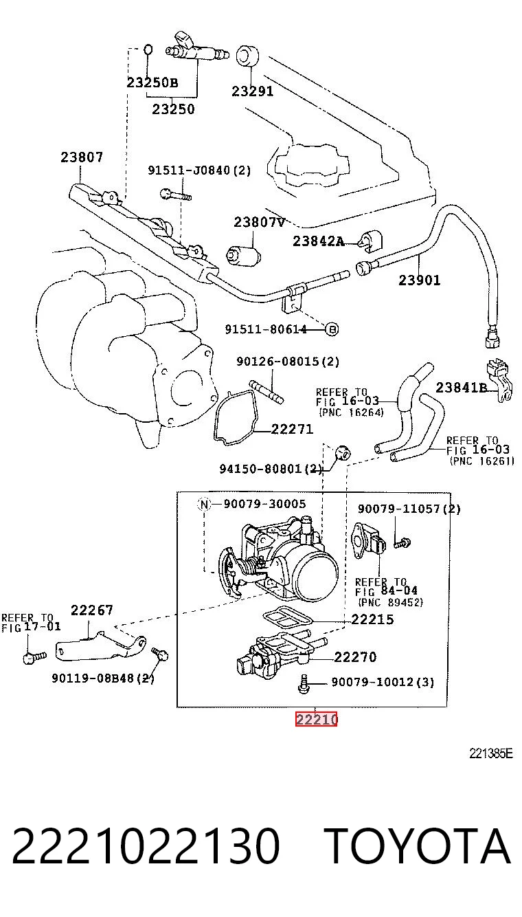 2221022130 Toyota Дросільна заслінка в зборі