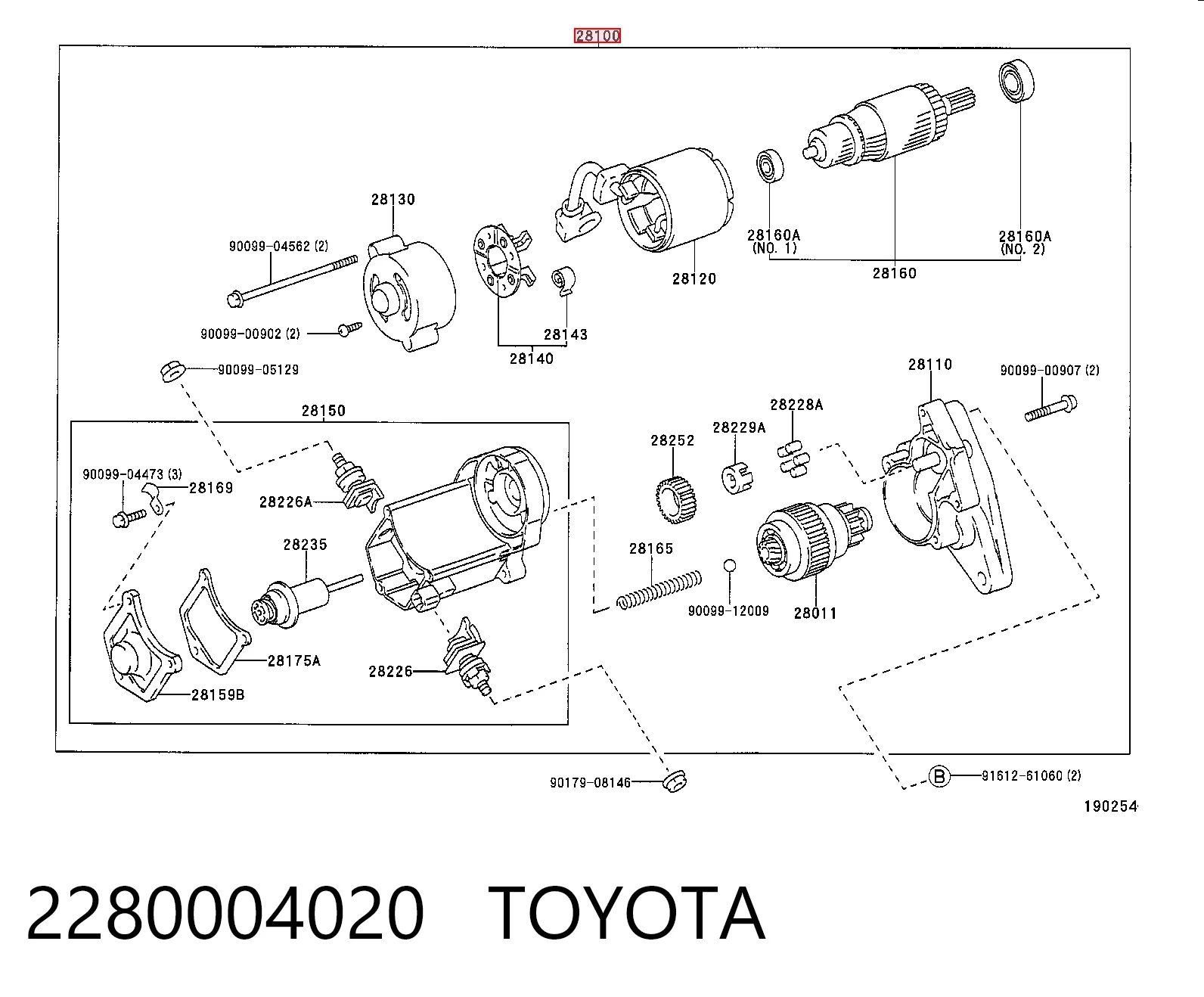 2280004020 Toyota Стартер двигуна