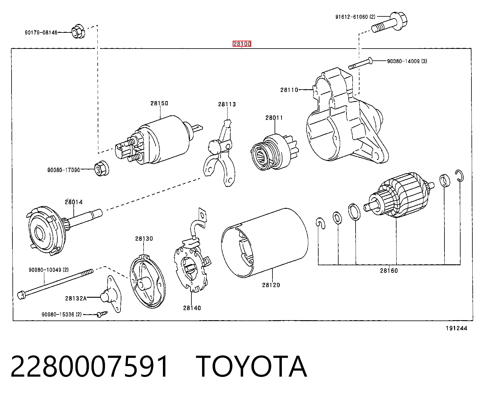 2280007591 Toyota Стартер двигуна