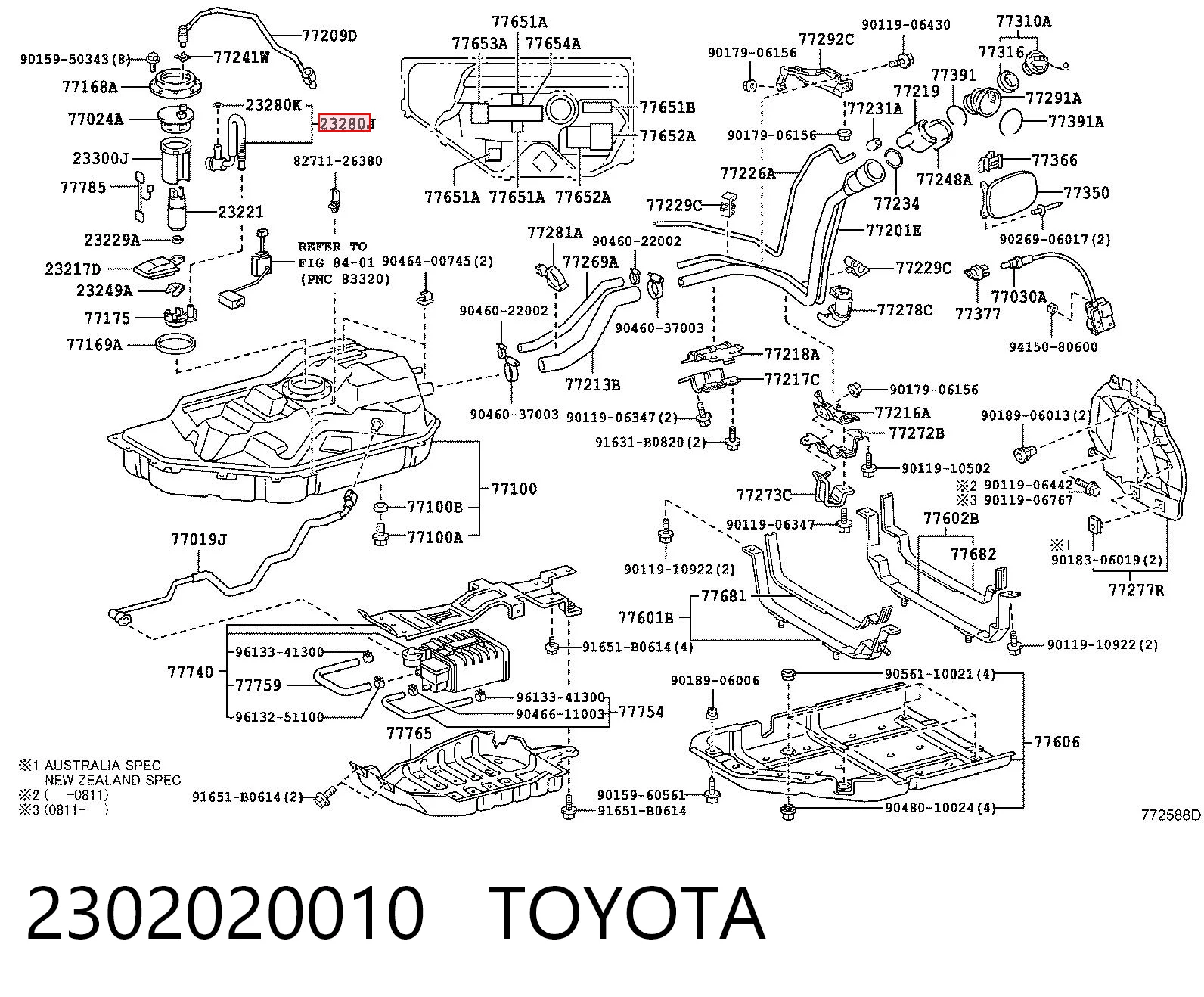 2302020010 Toyota Регулятор тиску палива