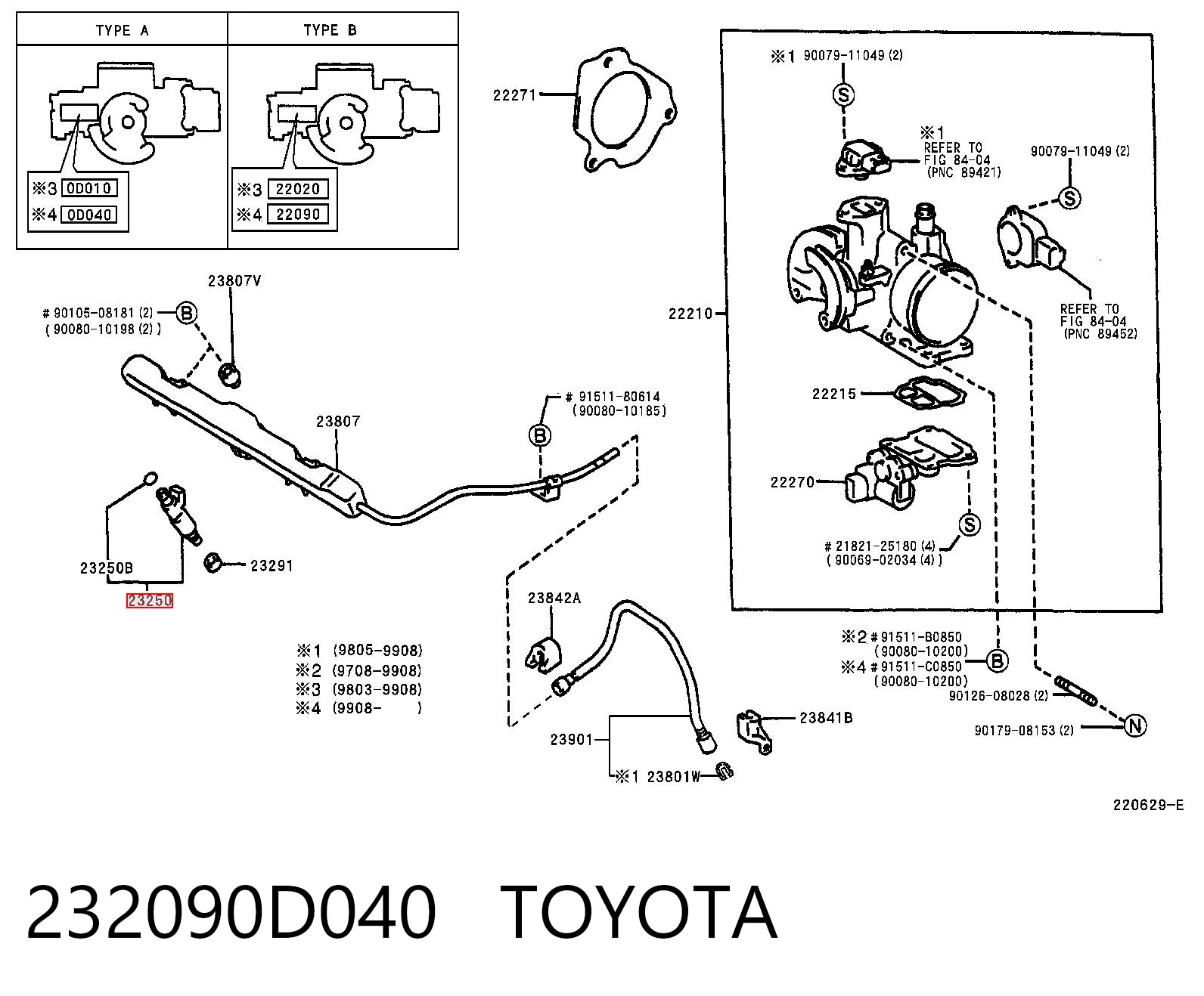 232090D040 Toyota Форсунка вприску палива