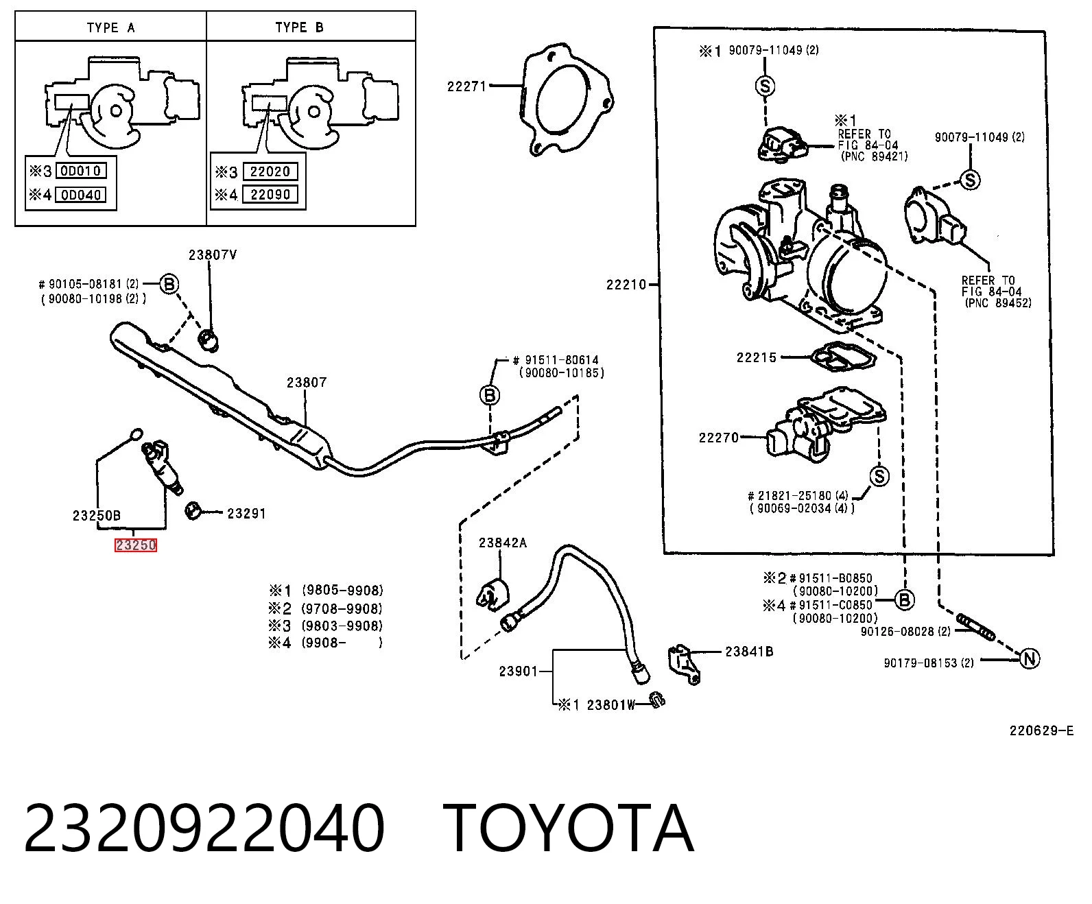 2320922040 Toyota Форсунка вприску палива