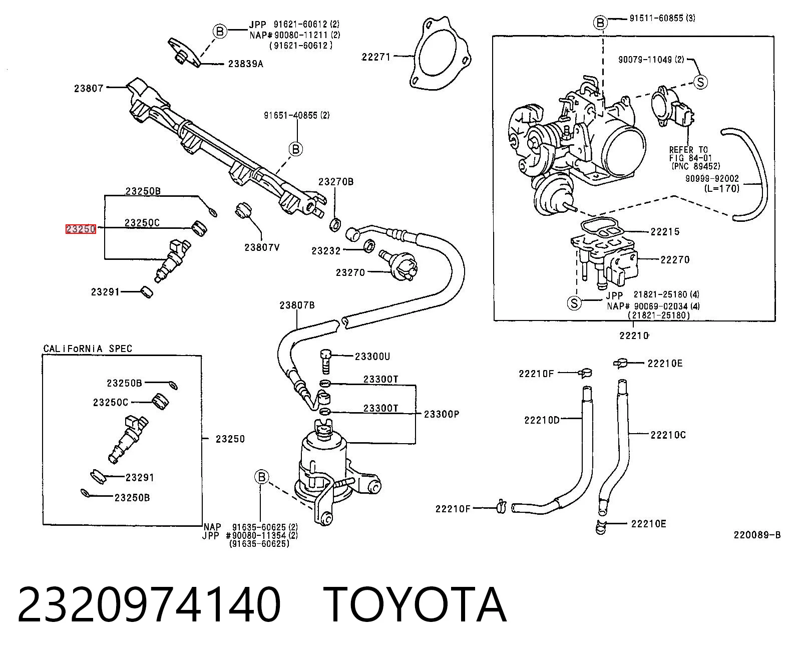 2320974140 Toyota Форсунка вприску палива