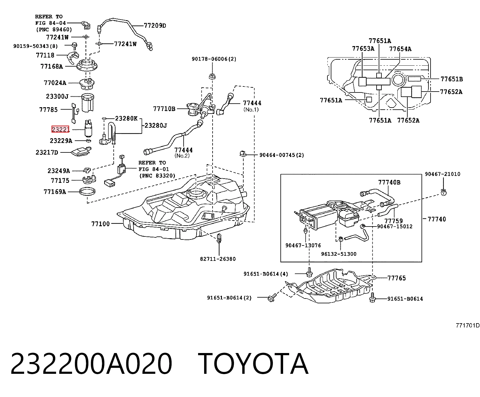 232200A020 Toyota Паливний насос електричний, погружной