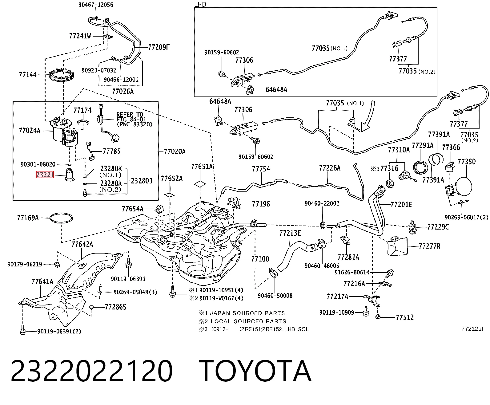 2322022120 Toyota Елемент-турбінка паливного насоса