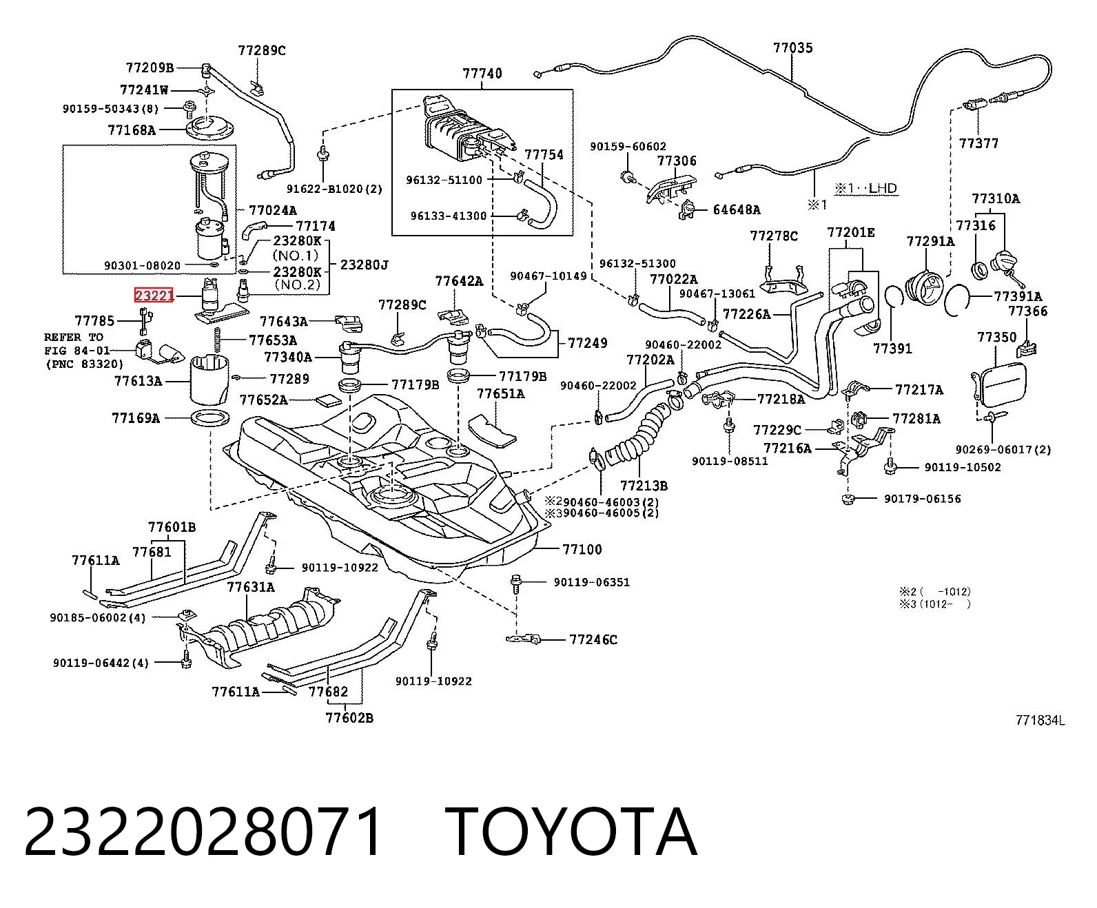 2322028071 Toyota Елемент-турбінка паливного насосу