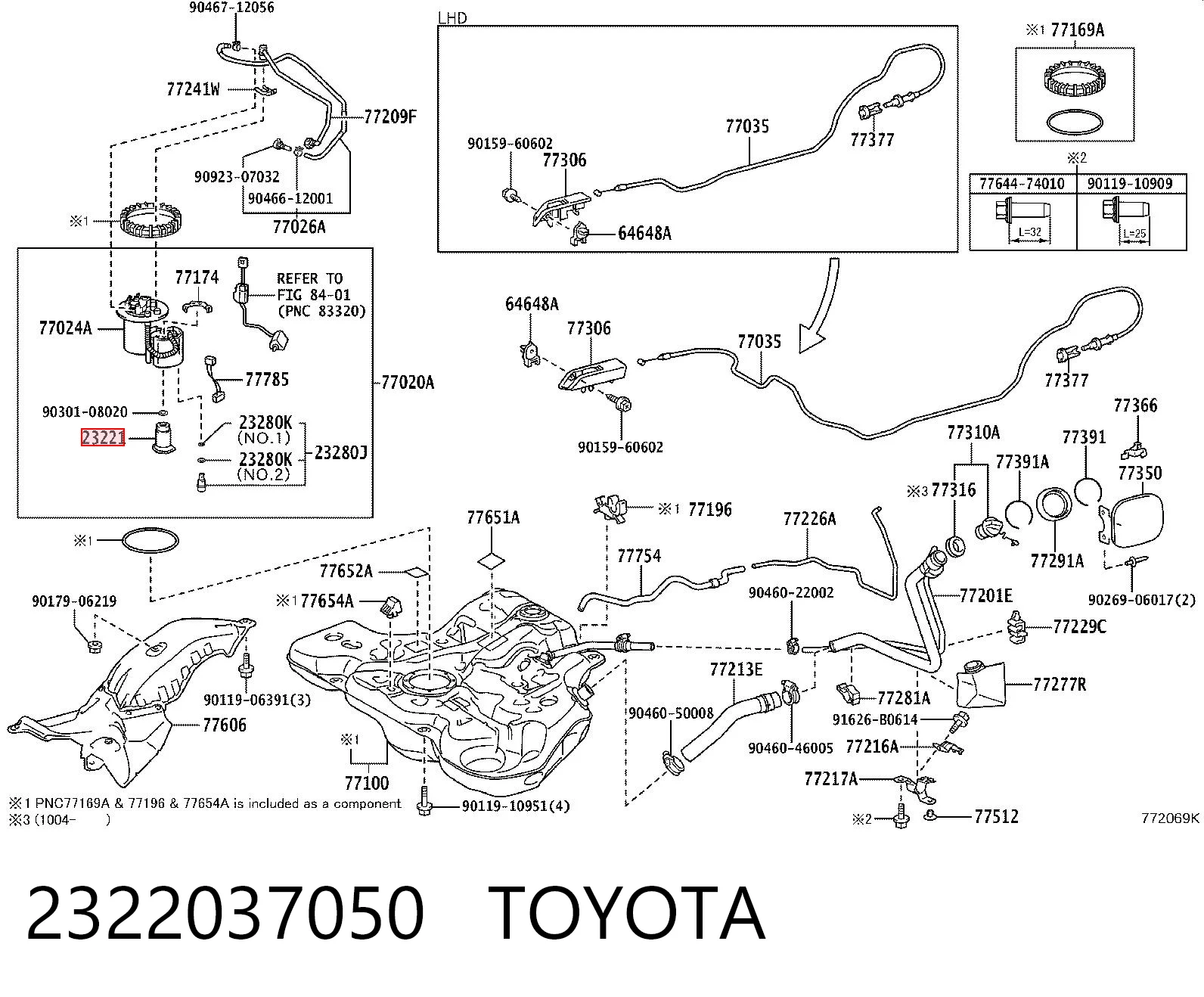 2322037050 Toyota Елемент-турбінка паливного насоса