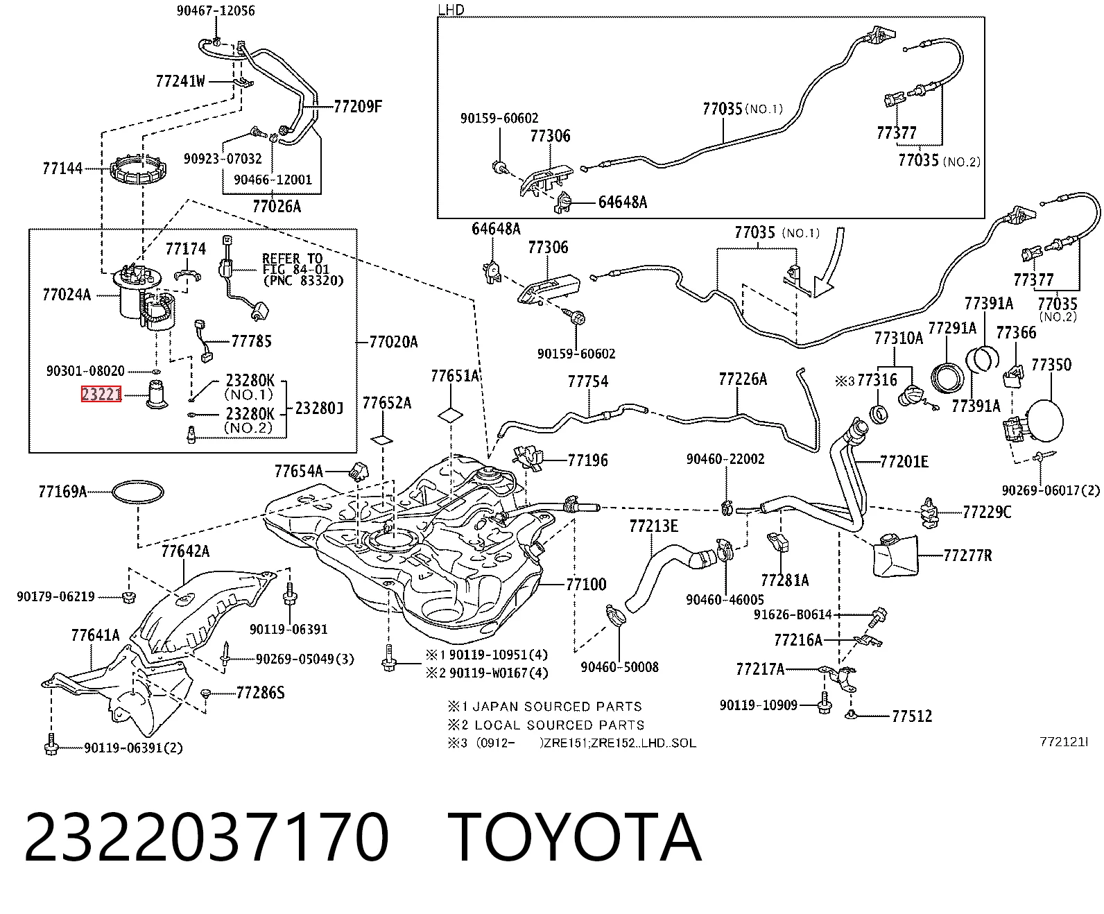 2322037170 Toyota Елемент-турбінка паливного насоса