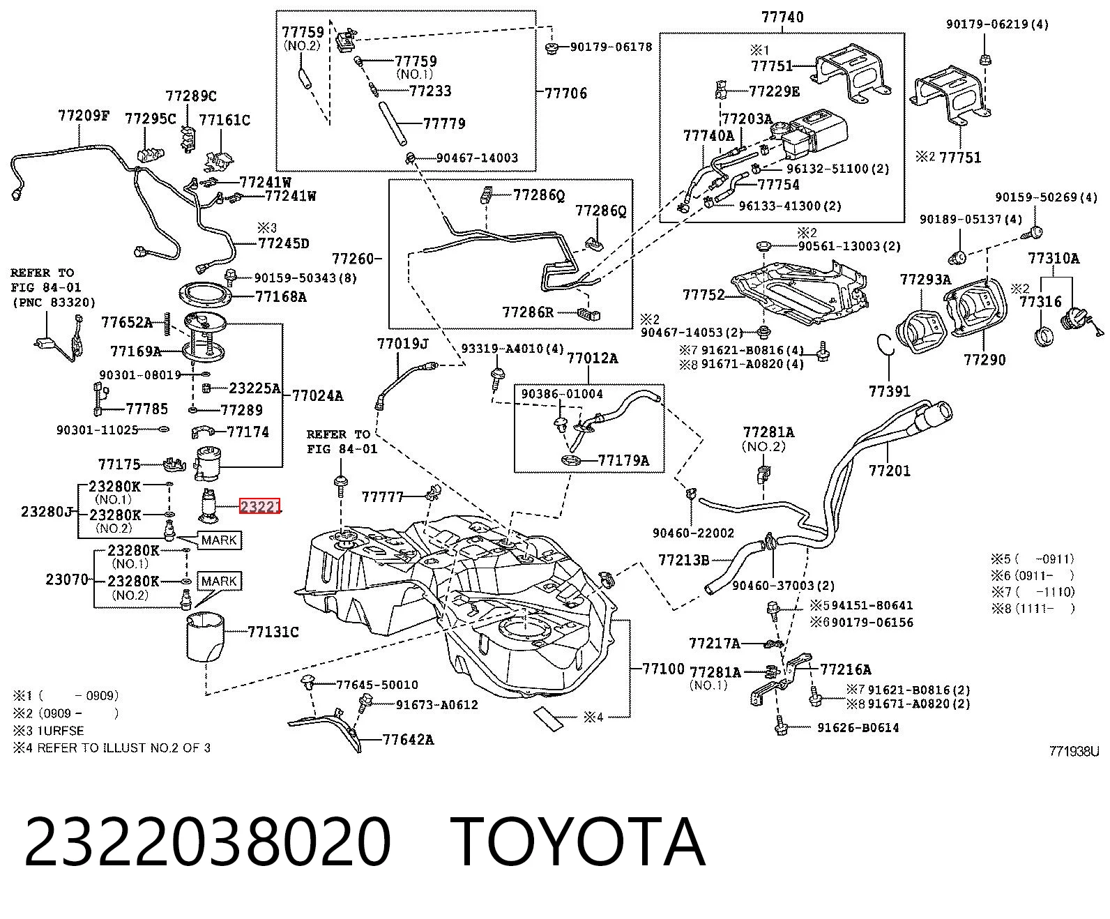2322038020 Toyota Елемент-турбінка паливного насосу